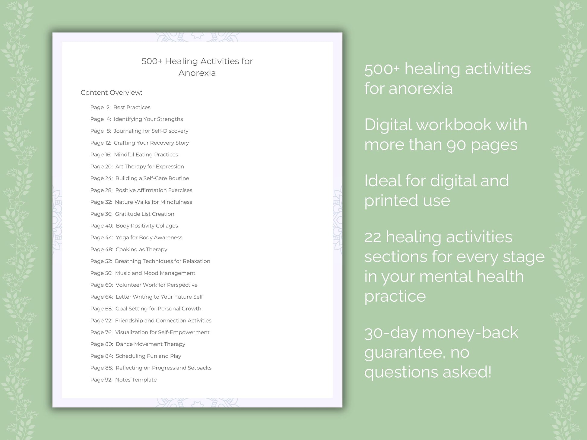 Anorexia Mental Health Therapist Worksheets