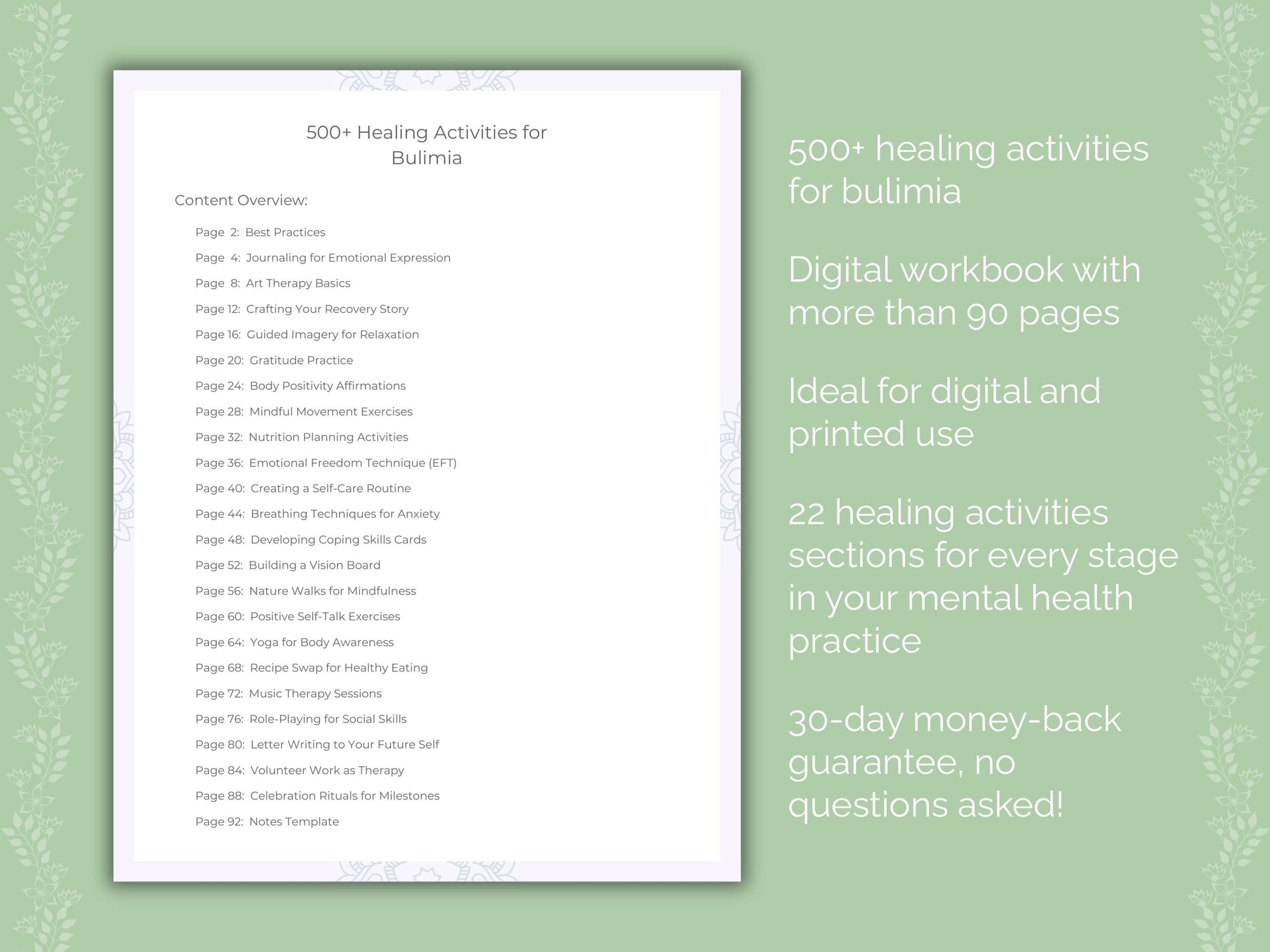 Bulimia Mental Health Therapist Worksheets