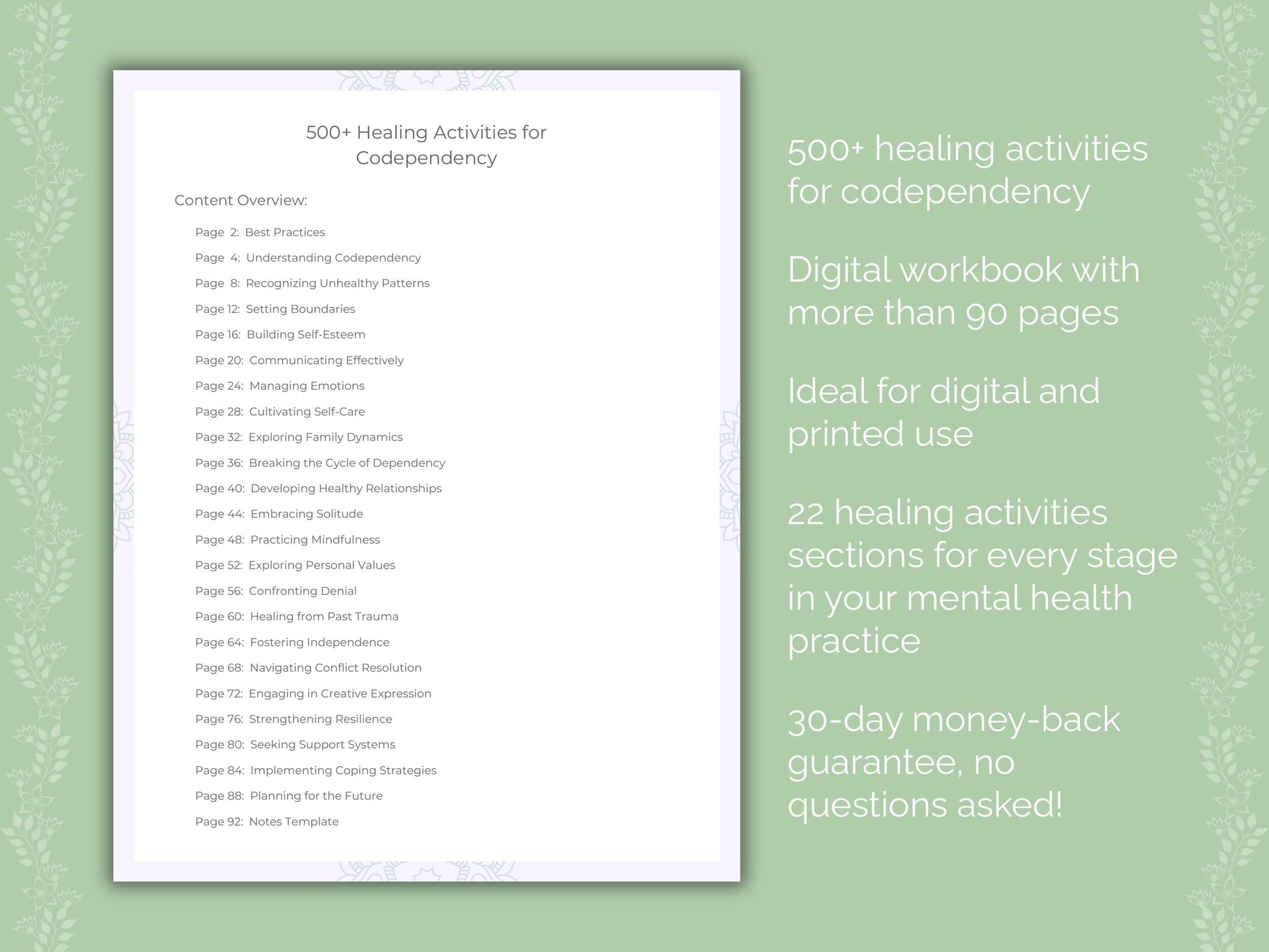 Codependency Mental Health Therapist Worksheets