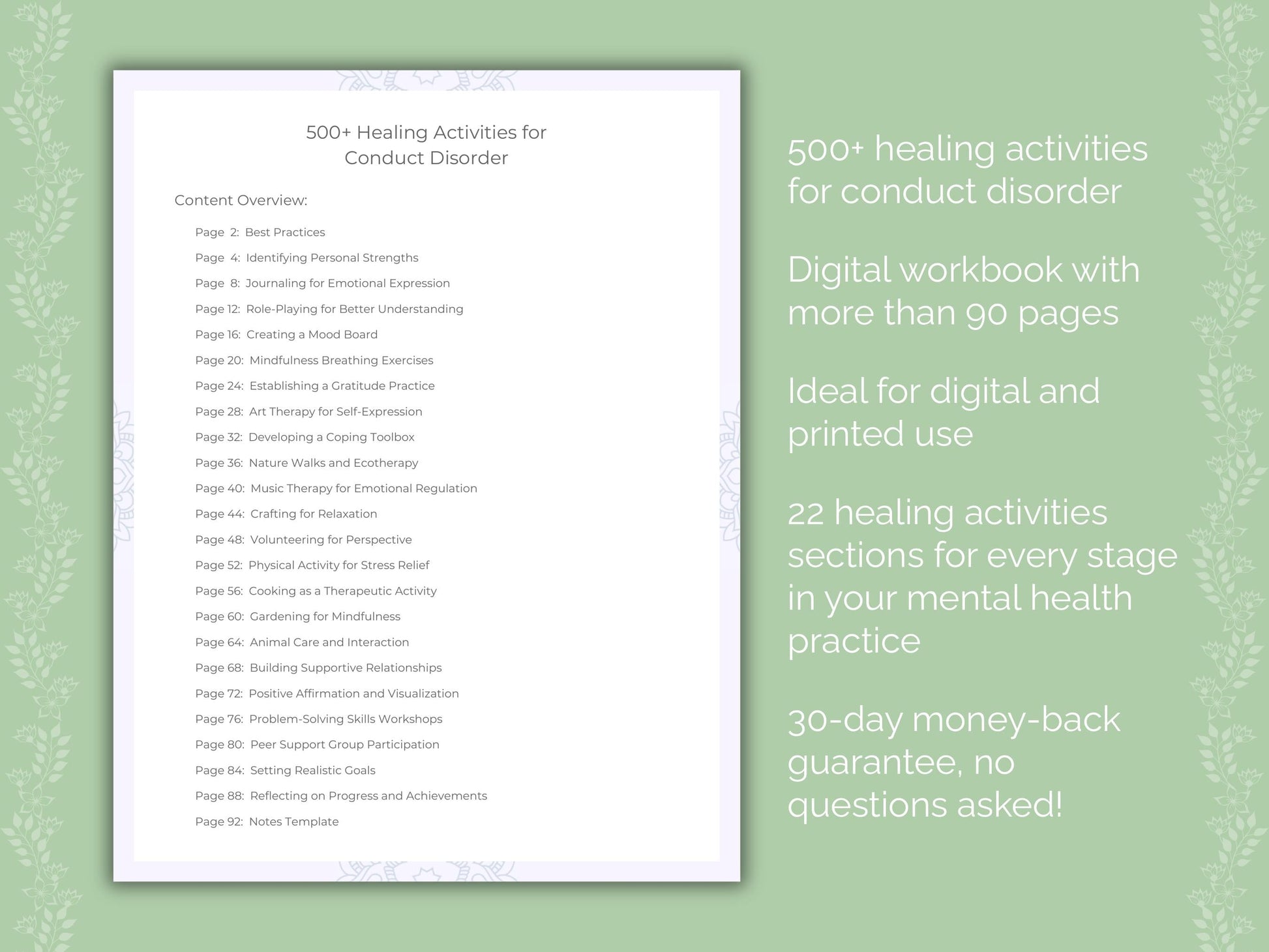 Conduct Disorder Mental Health Therapist Worksheets