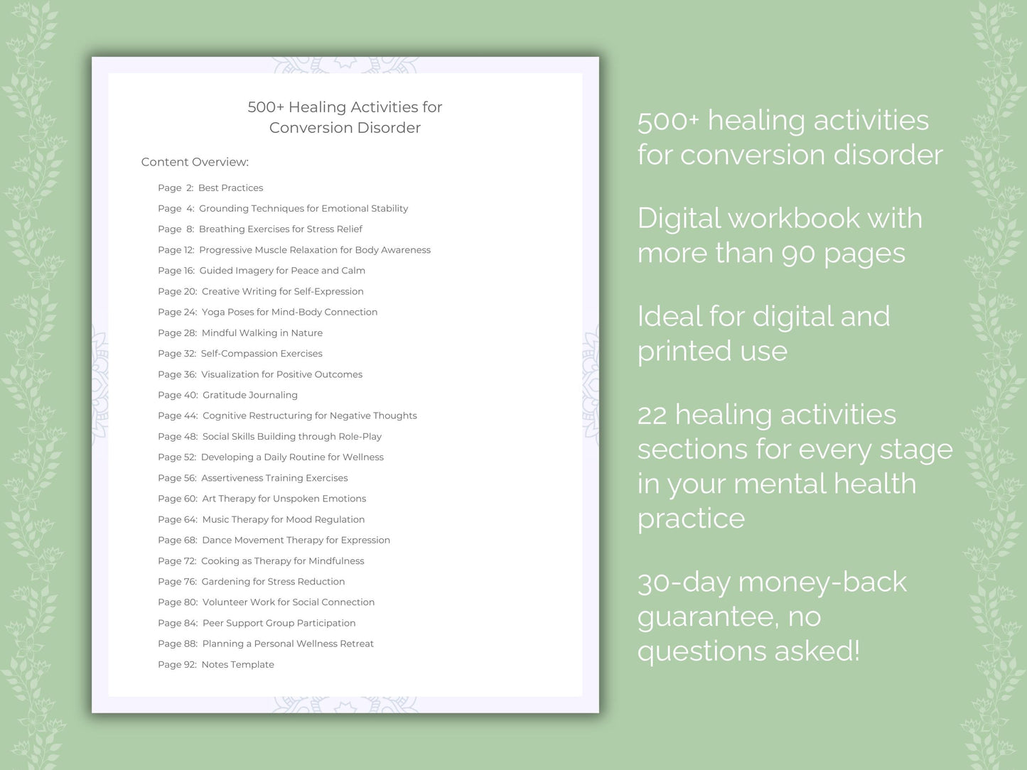 Conversion Disorder Mental Health Therapist Worksheets