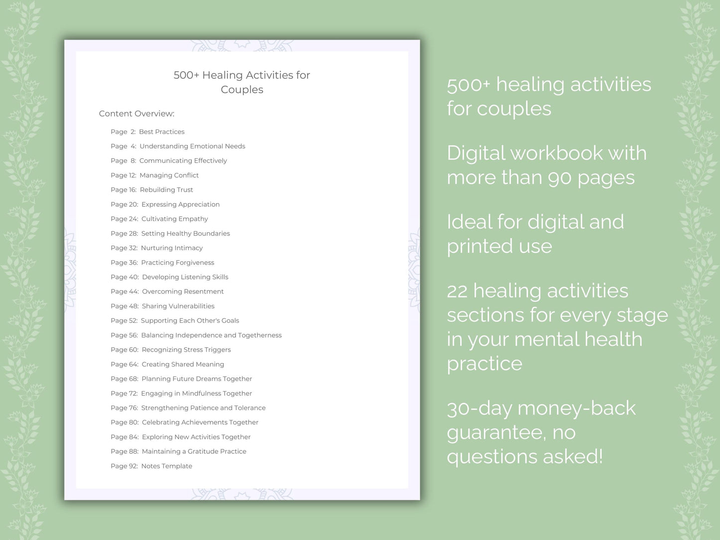 Couples Mental Health Therapist Worksheets