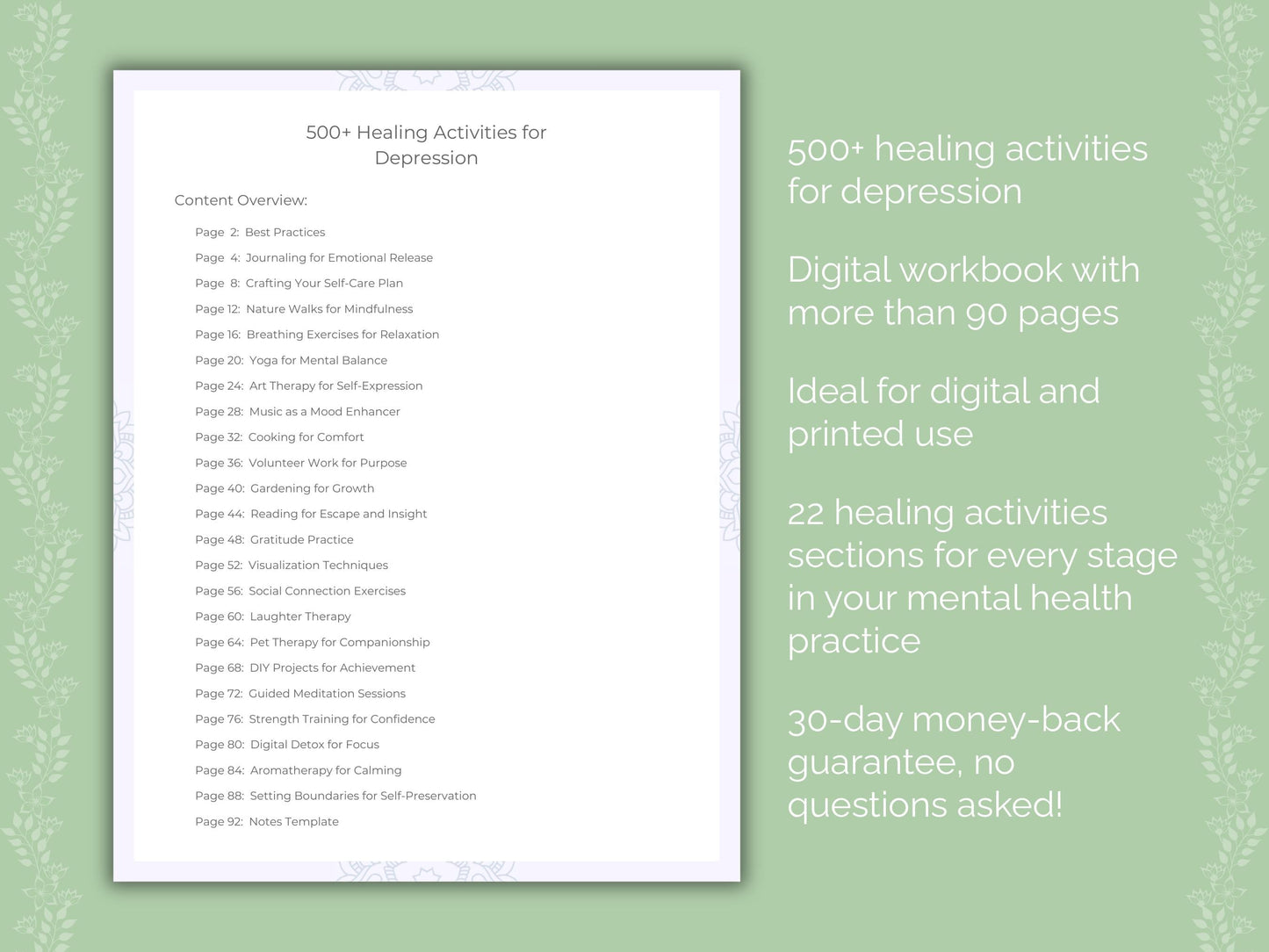 Depression Mental Health Therapist Worksheets