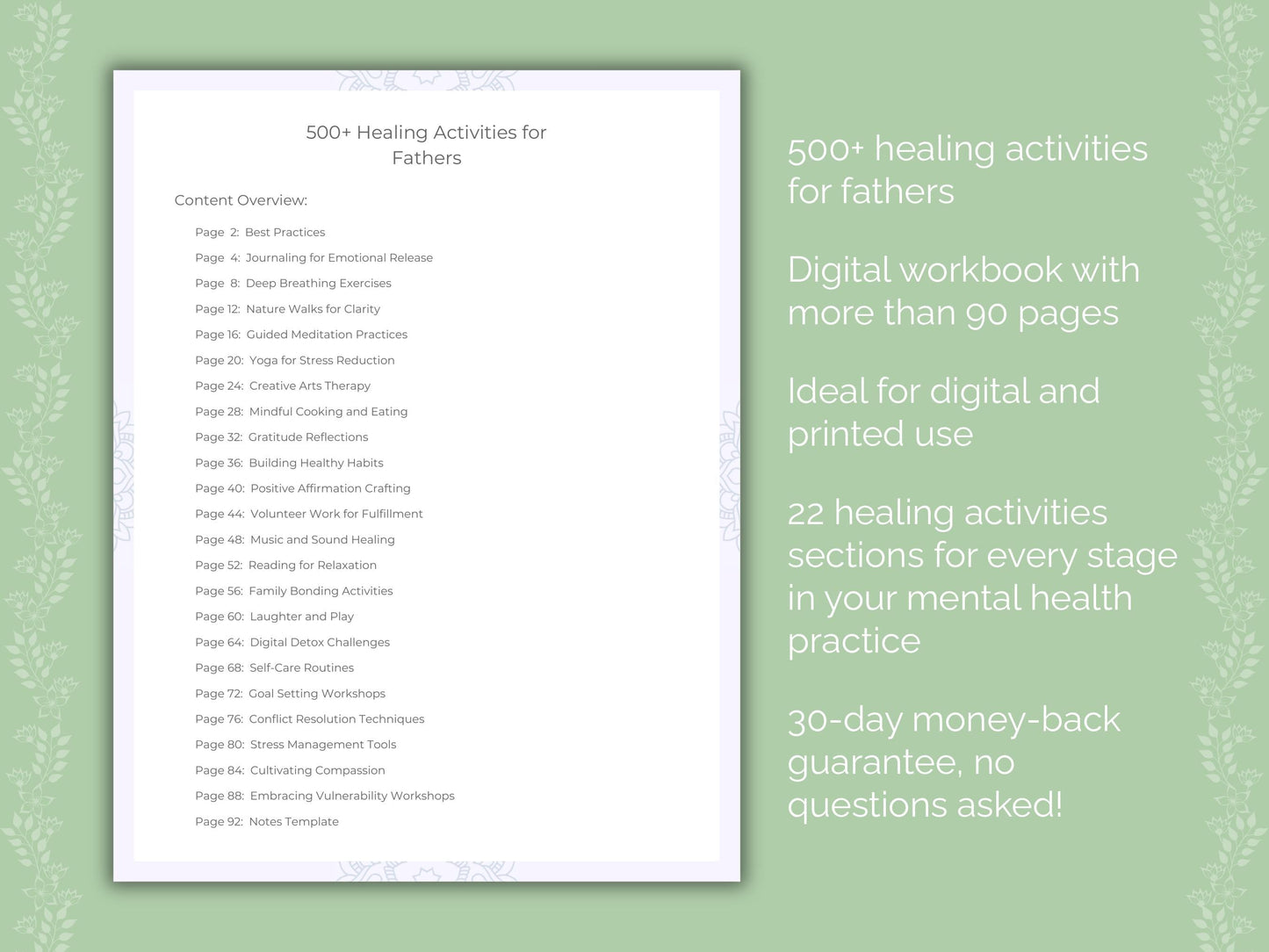 Fathers Mental Health Therapist Worksheets