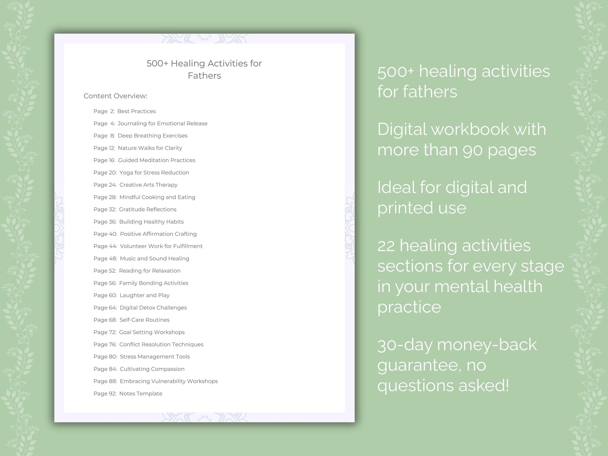 Fathers Mental Health Therapist Worksheets