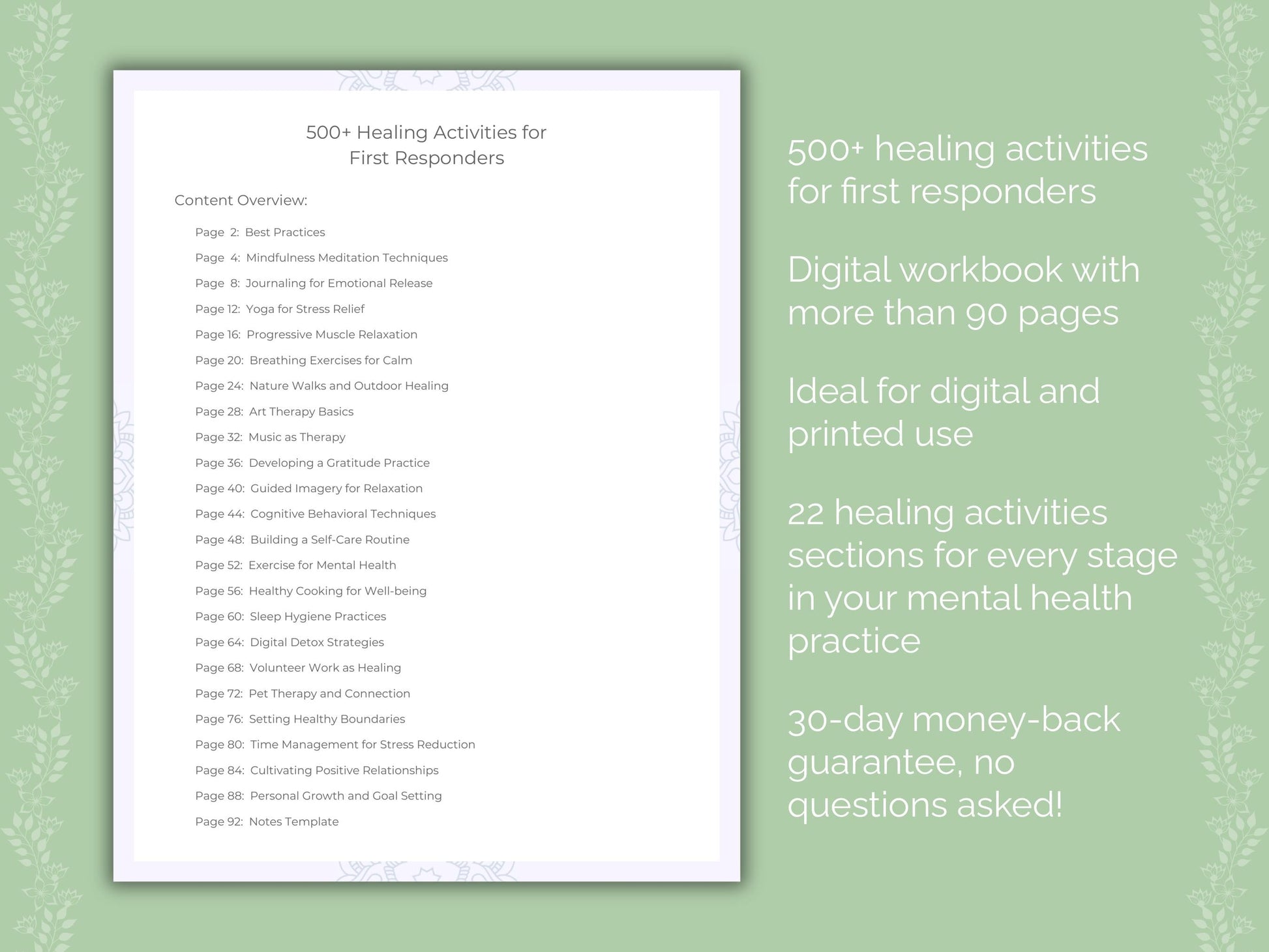 First Responders Mental Health Therapist Worksheets