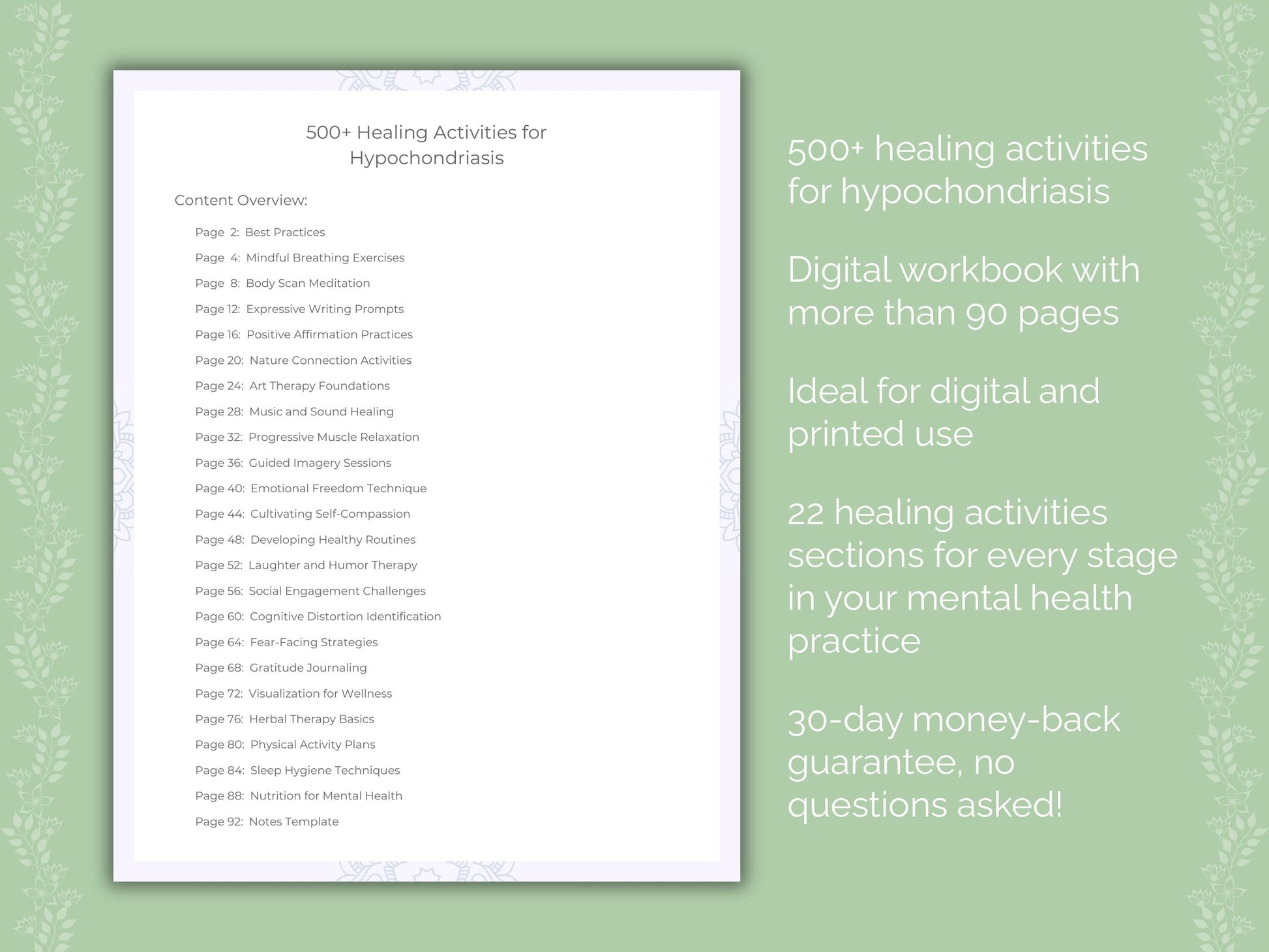 Hypochondriasis Mental Health Therapist Worksheets