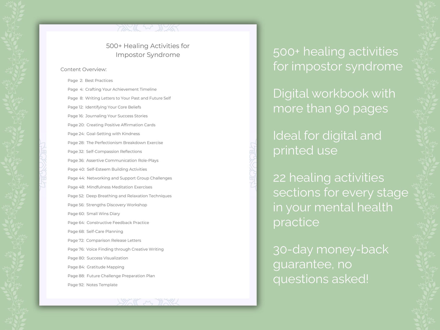 Impostor Syndrome Mental Health Therapist Worksheets