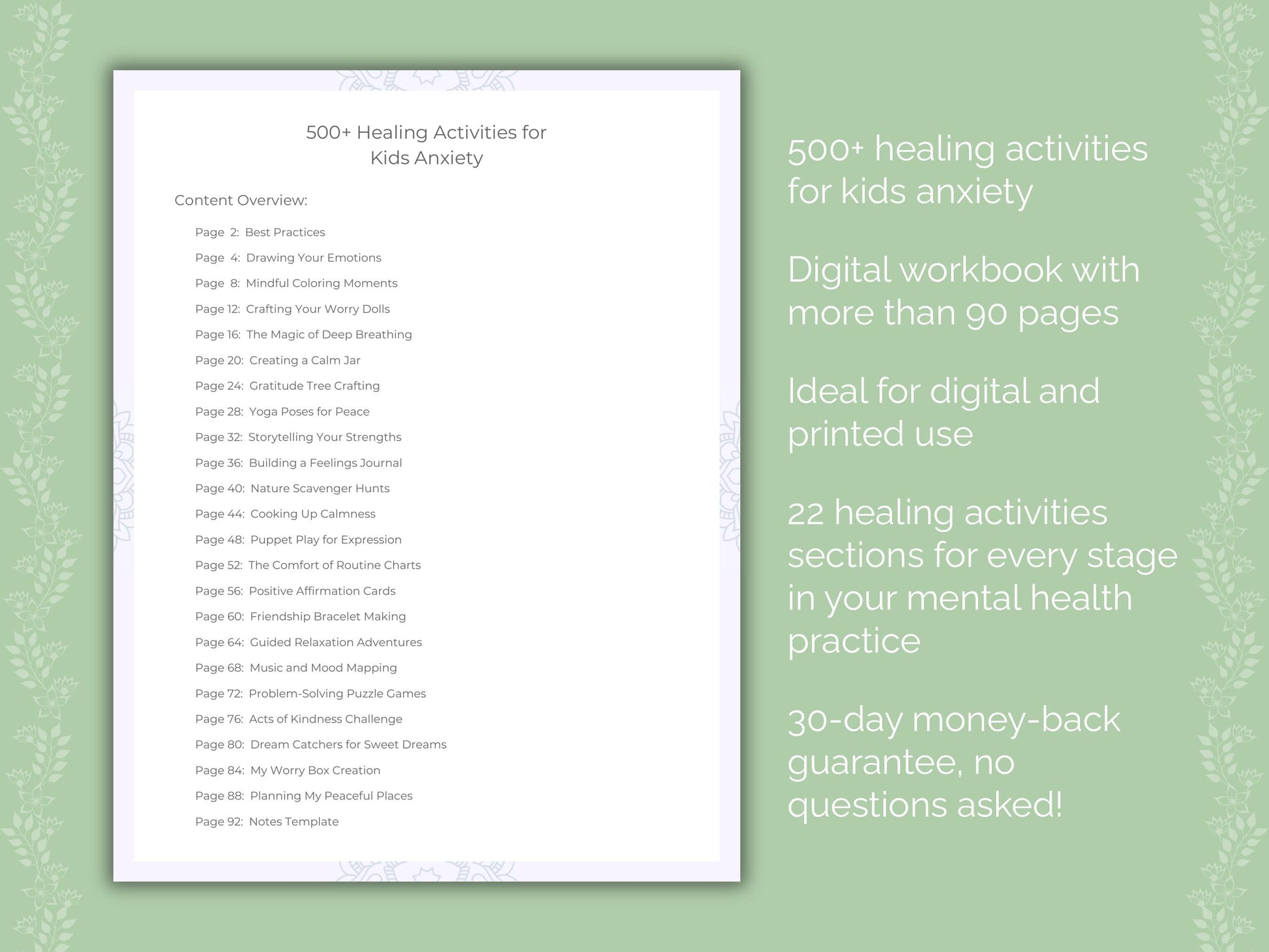 Kids Anxiety Mental Health Therapist Worksheets