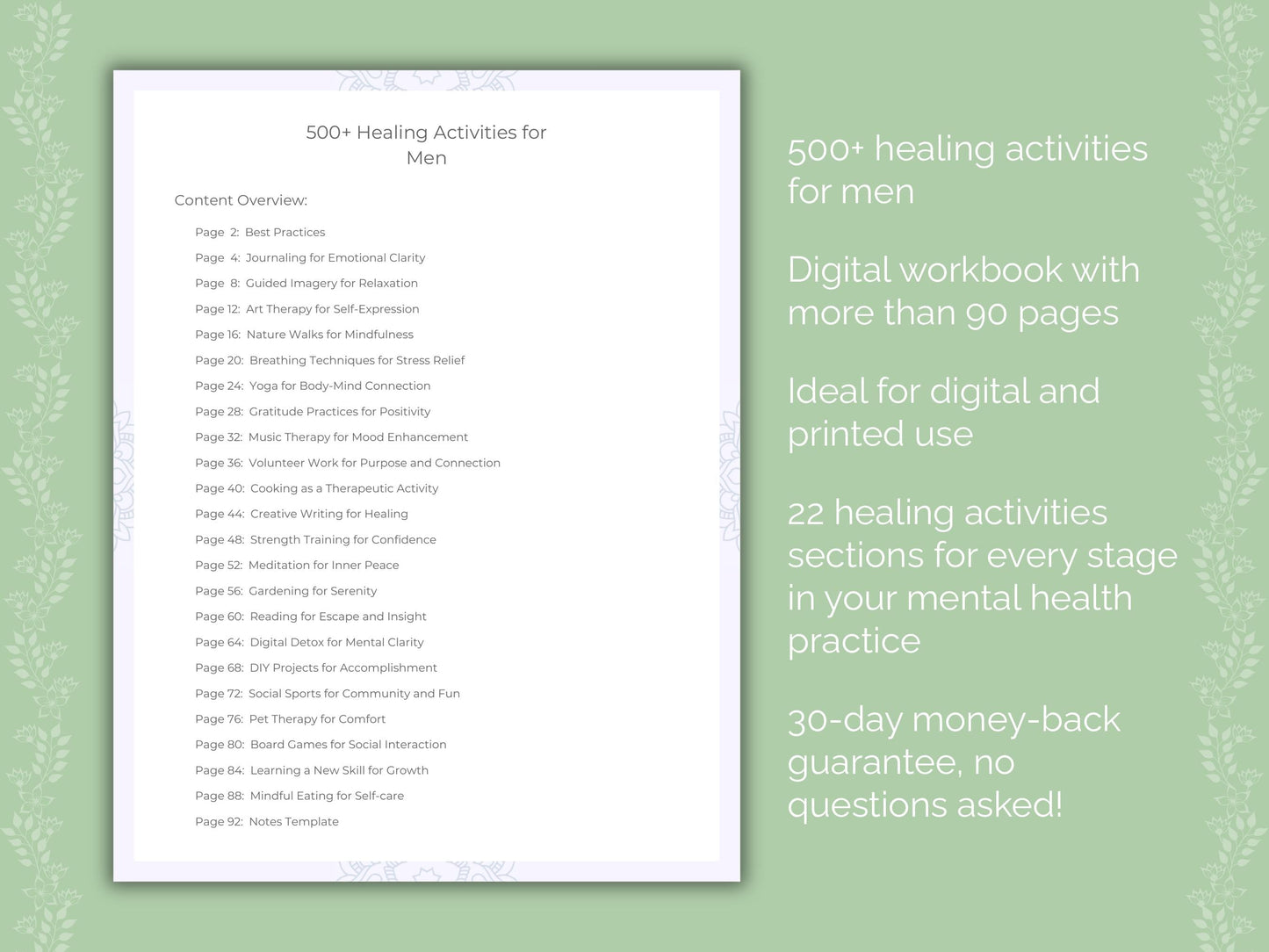 Men Mental Health Therapist Worksheets