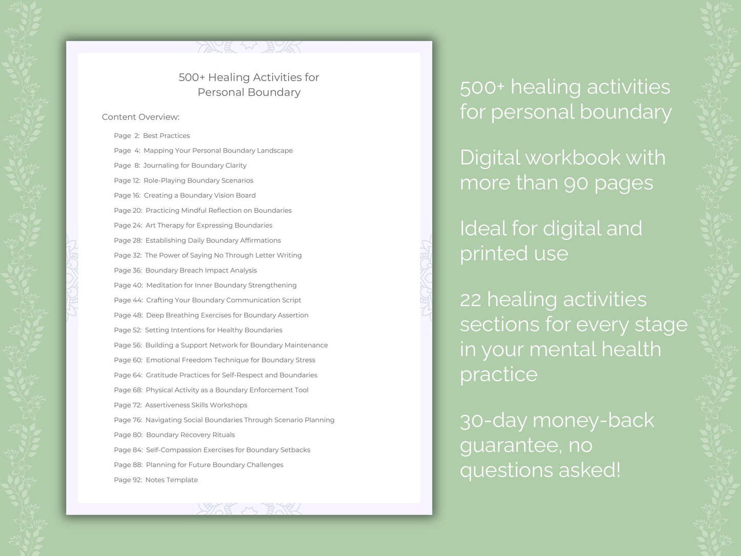 Personal Boundary Mental Health Therapist Worksheets