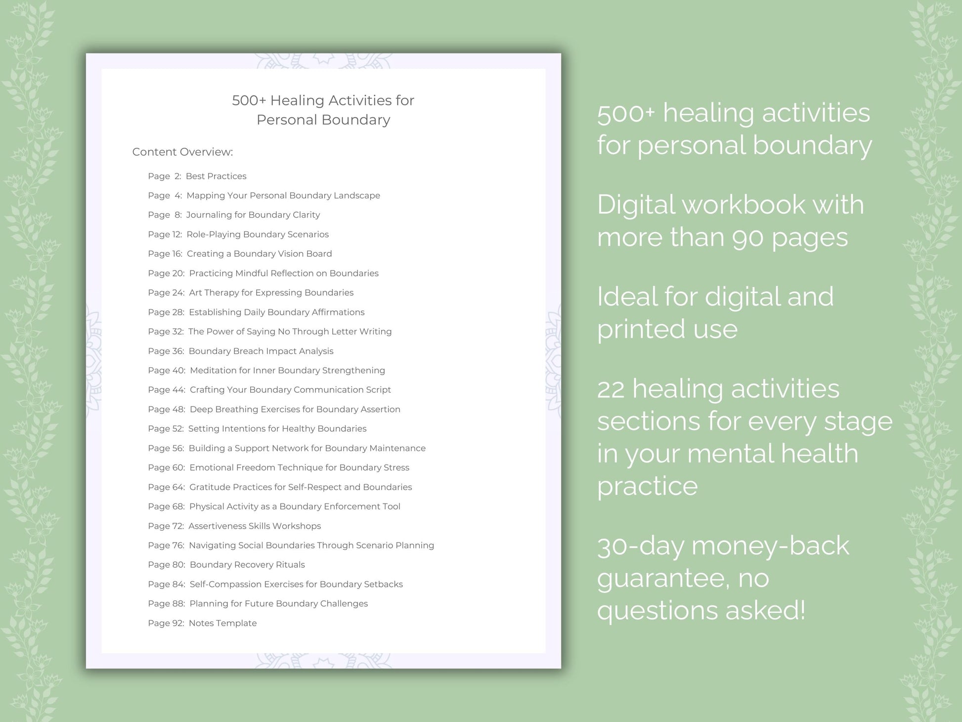 Personal Boundary Mental Health Therapist Worksheets