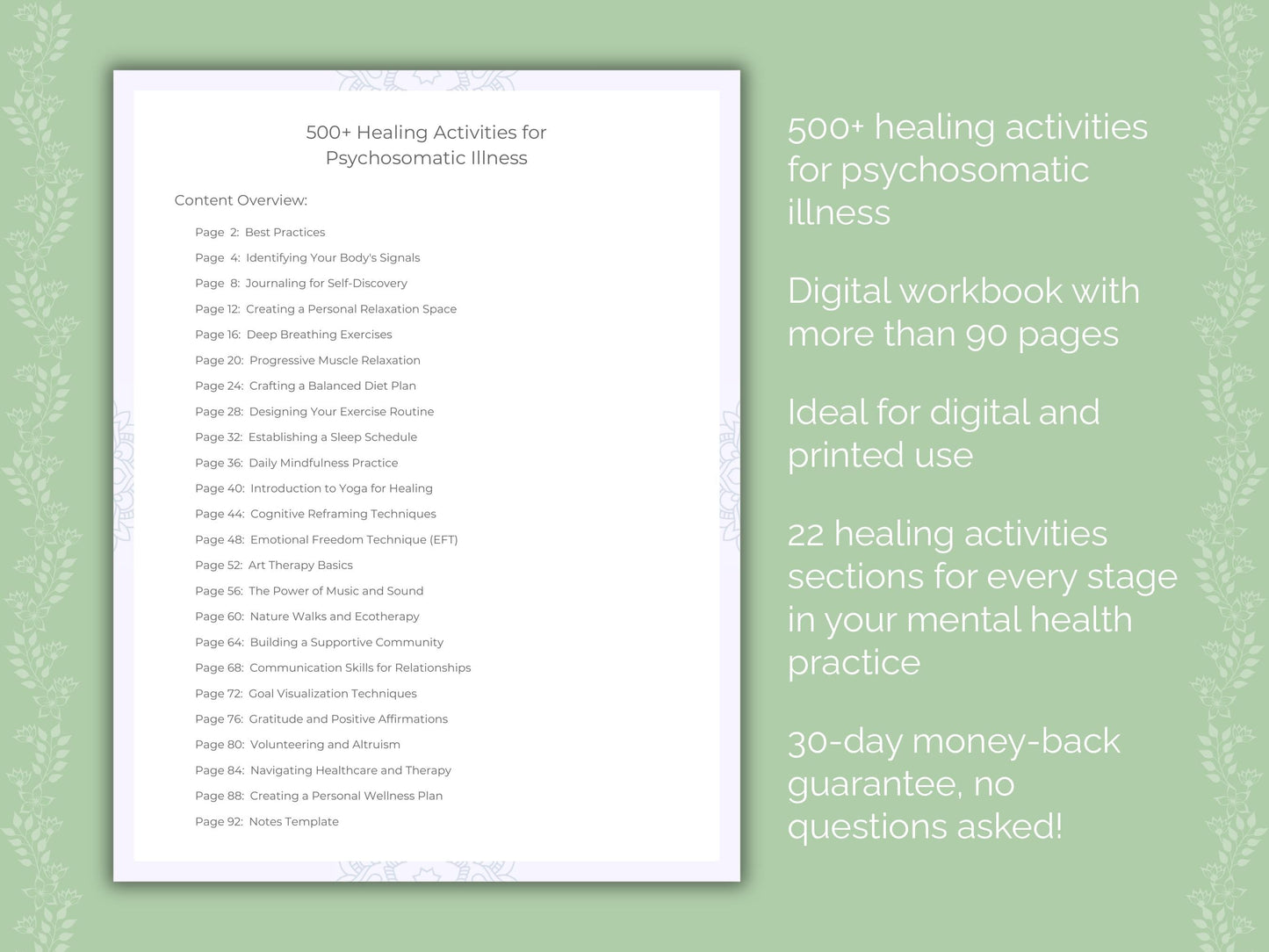 Psychosomatic Illness Mental Health Therapist Worksheets