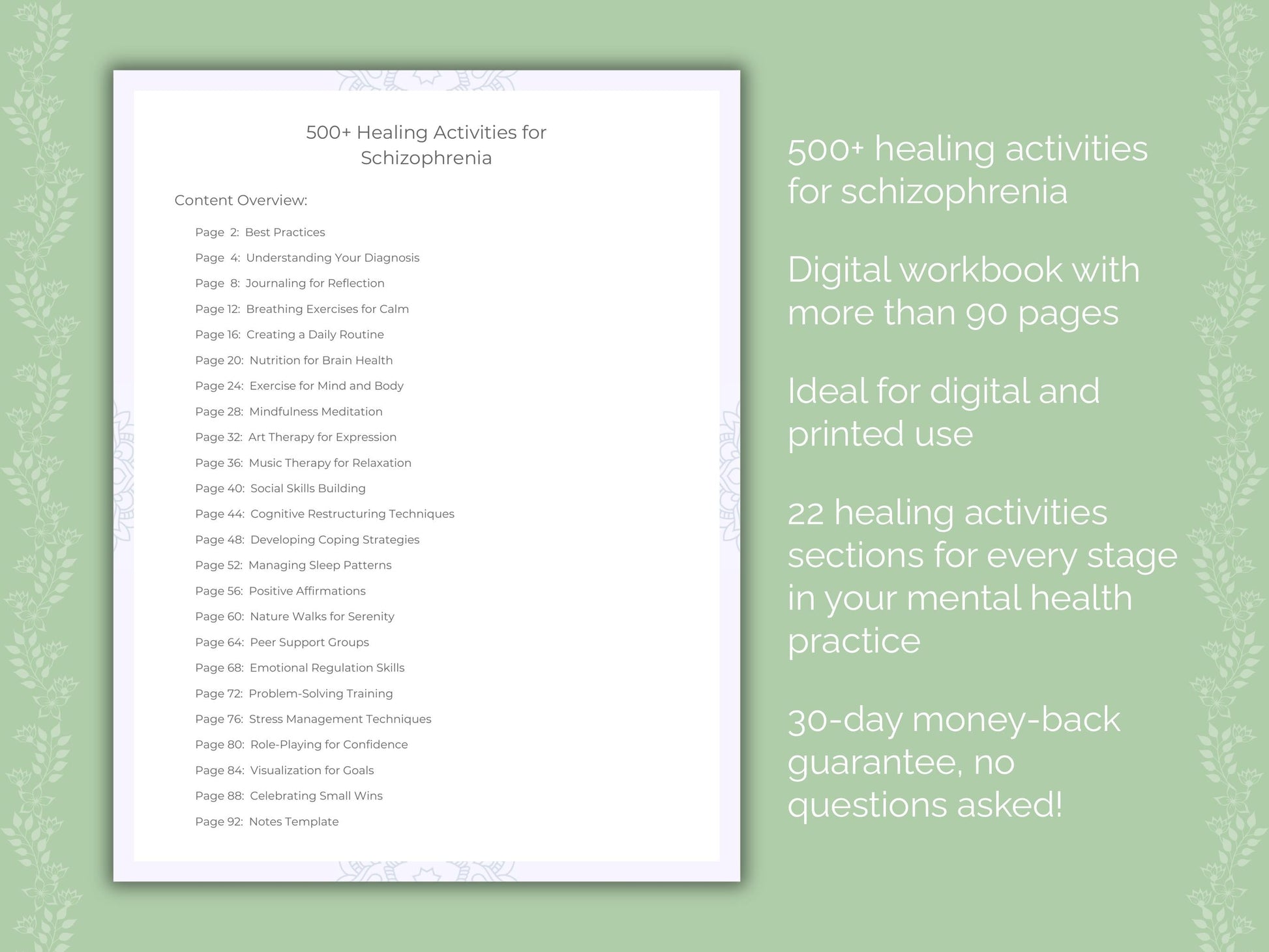 Schizophrenia Mental Health Therapist Worksheets