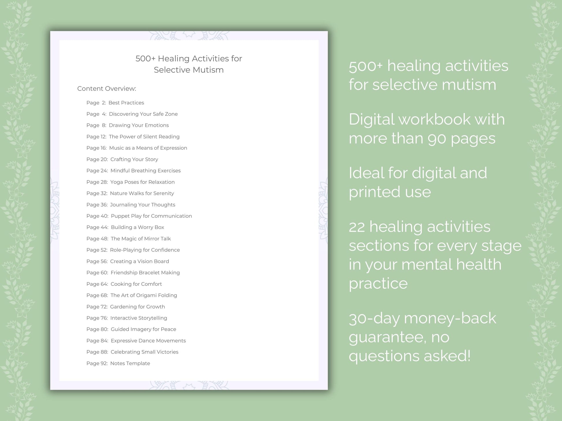 Selective Mutism Mental Health Therapist Worksheets