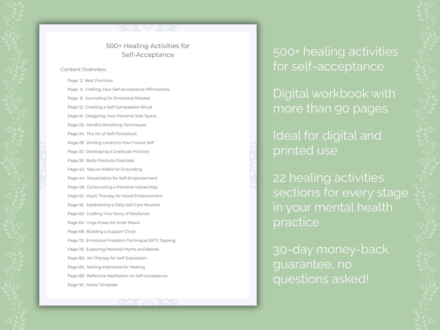 Self-Acceptance Mental Health Therapist Worksheets