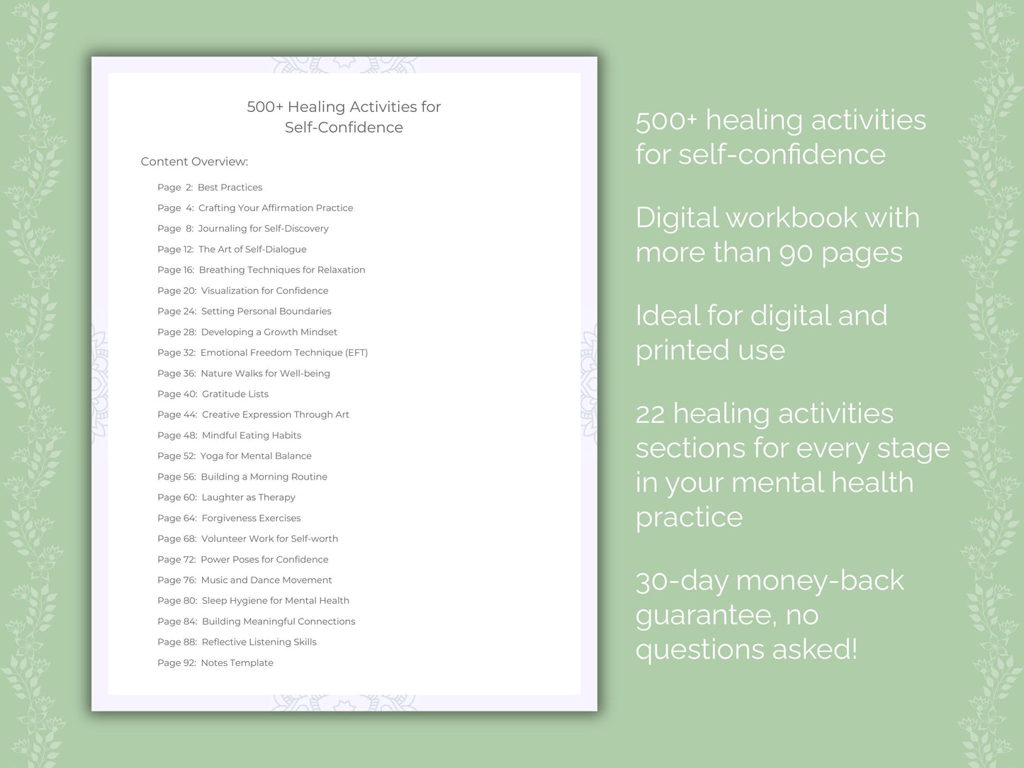 Self-Confidence Mental Health Therapist Worksheets