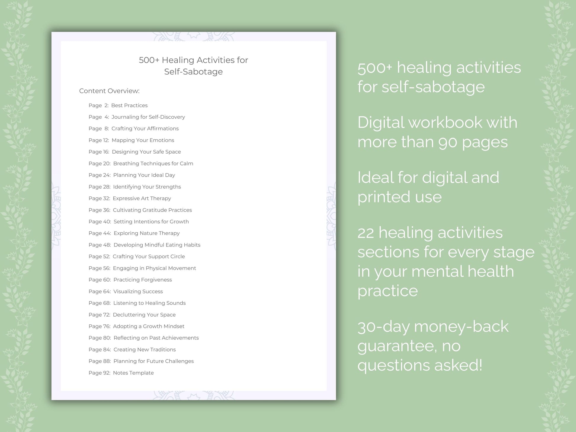 Self-Sabotage Mental Health Therapist Worksheets