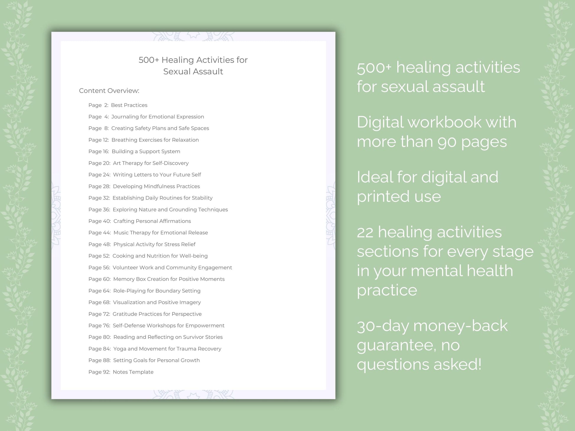 Sexual Assault Mental Health Therapist Worksheets