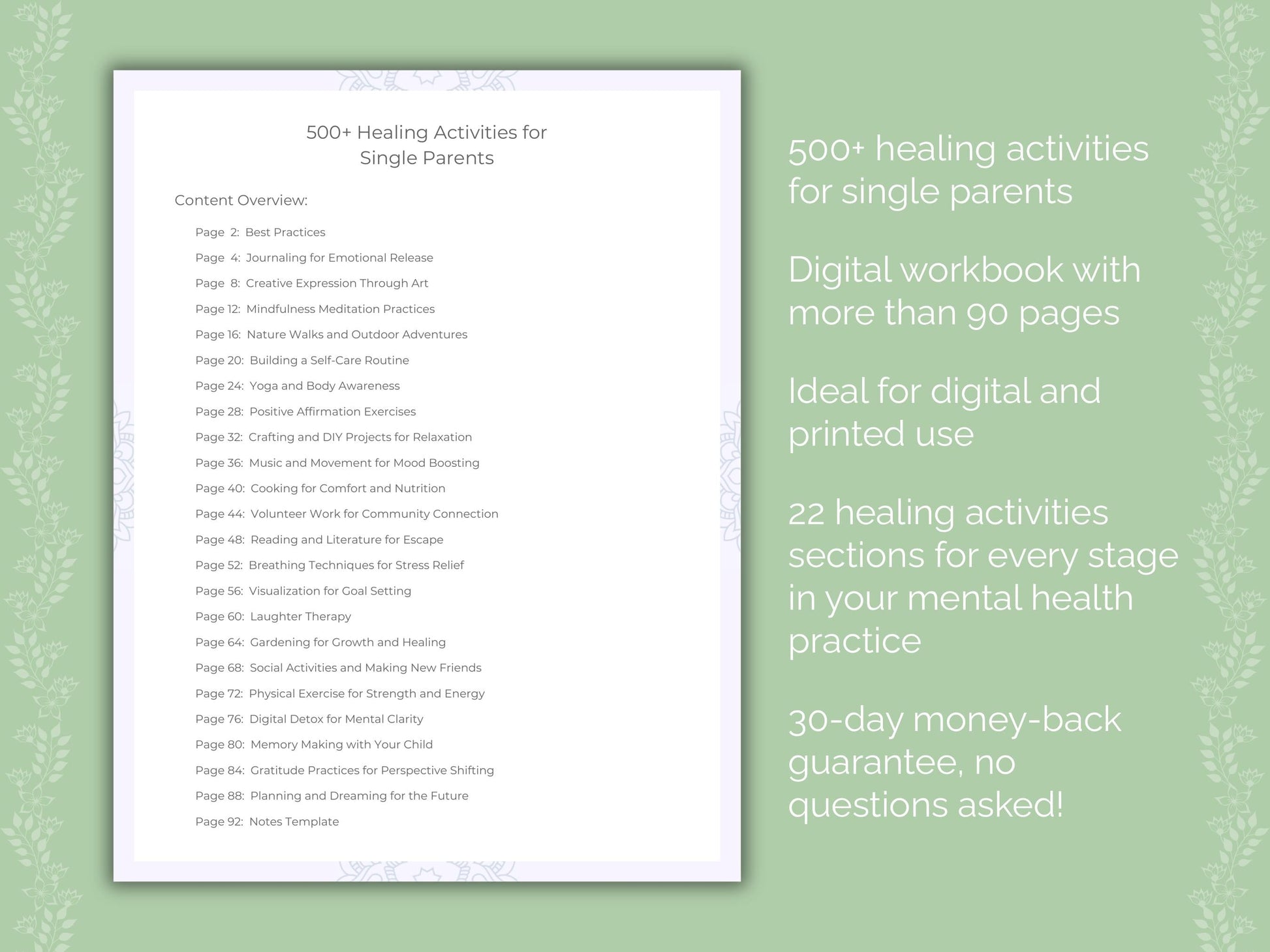 Single Parents Mental Health Therapist Worksheets