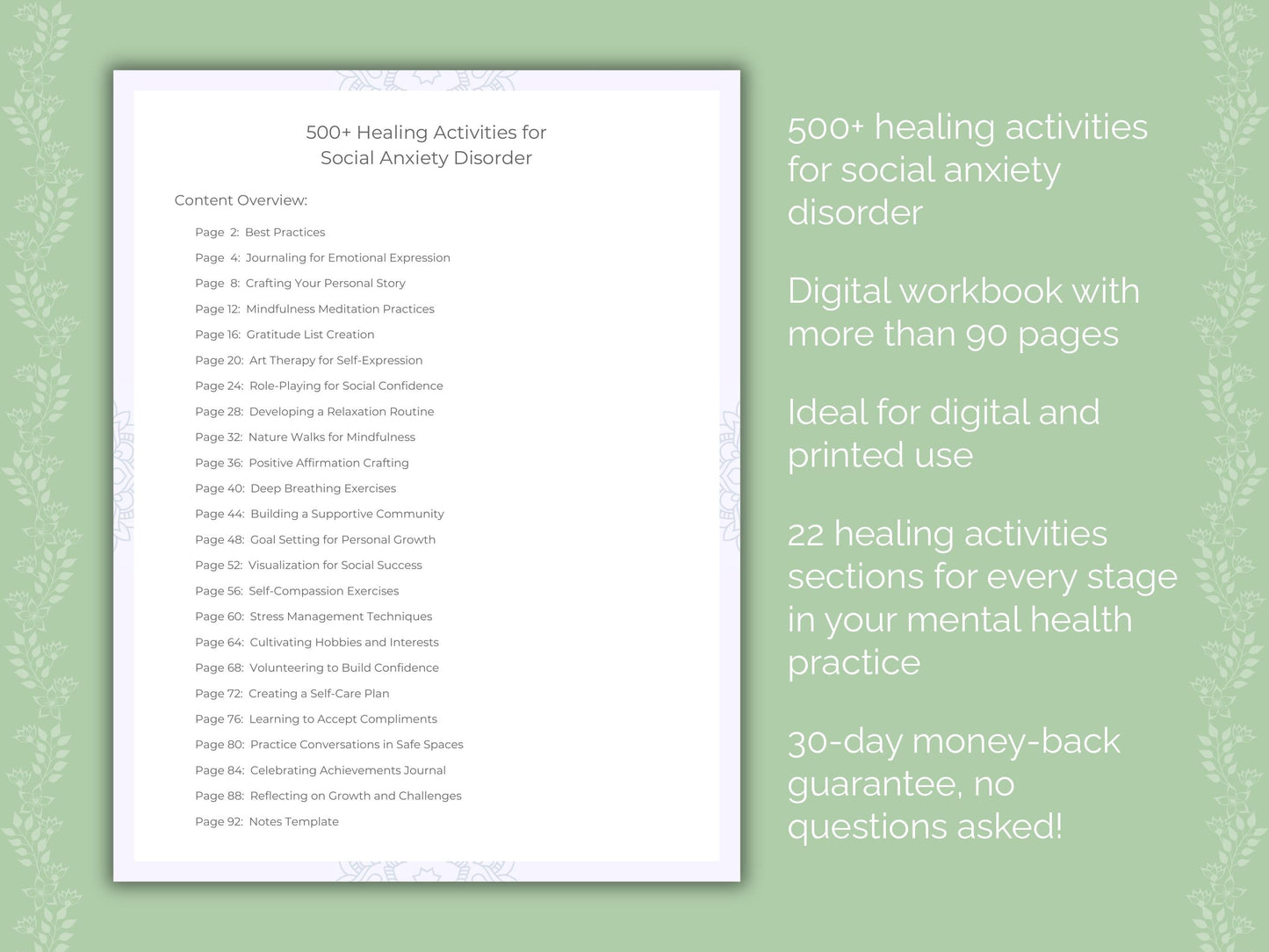 Social Anxiety Disorder Mental Health Therapist Worksheets