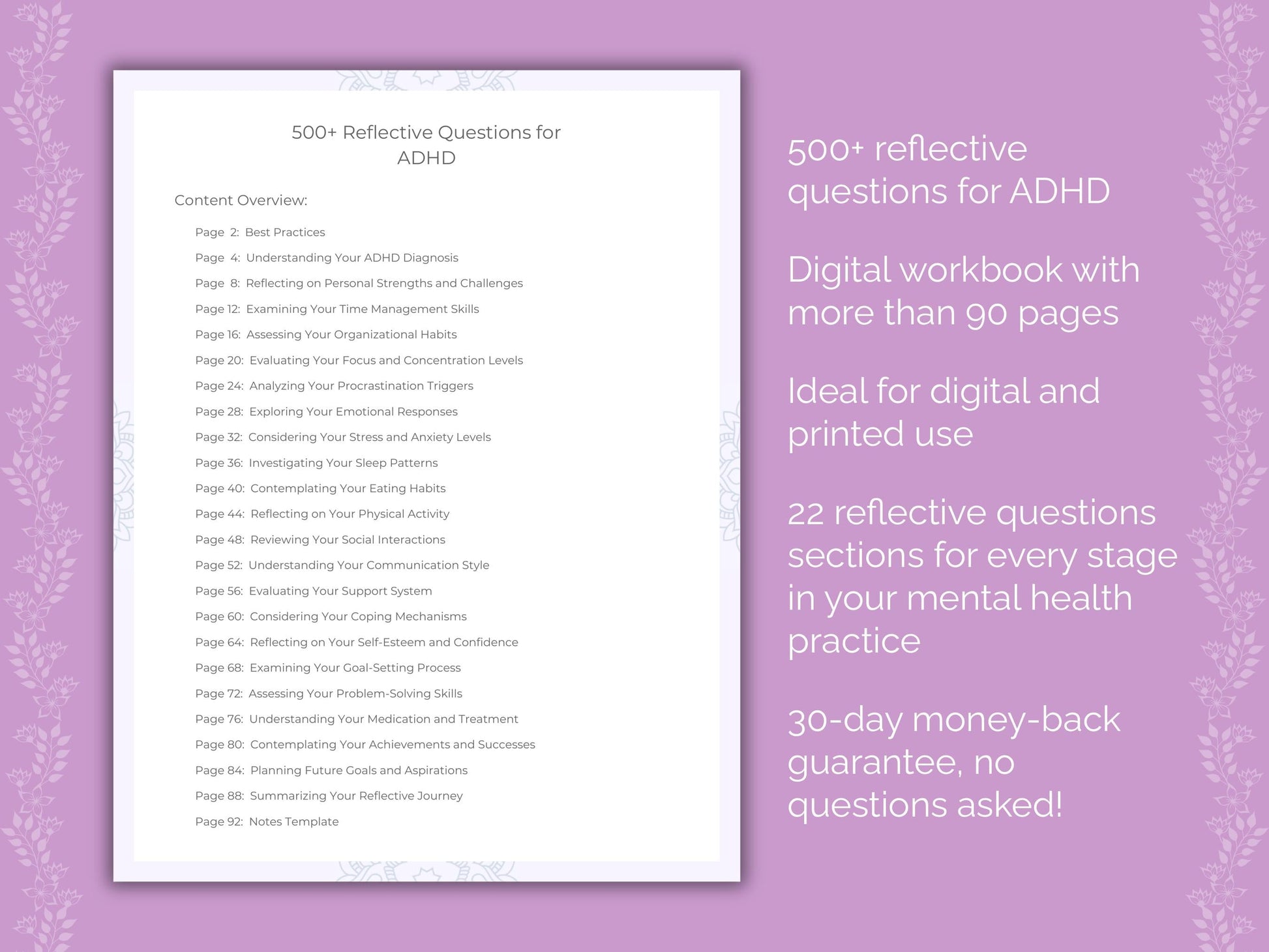 ADHD Mental Health Therapist Worksheets