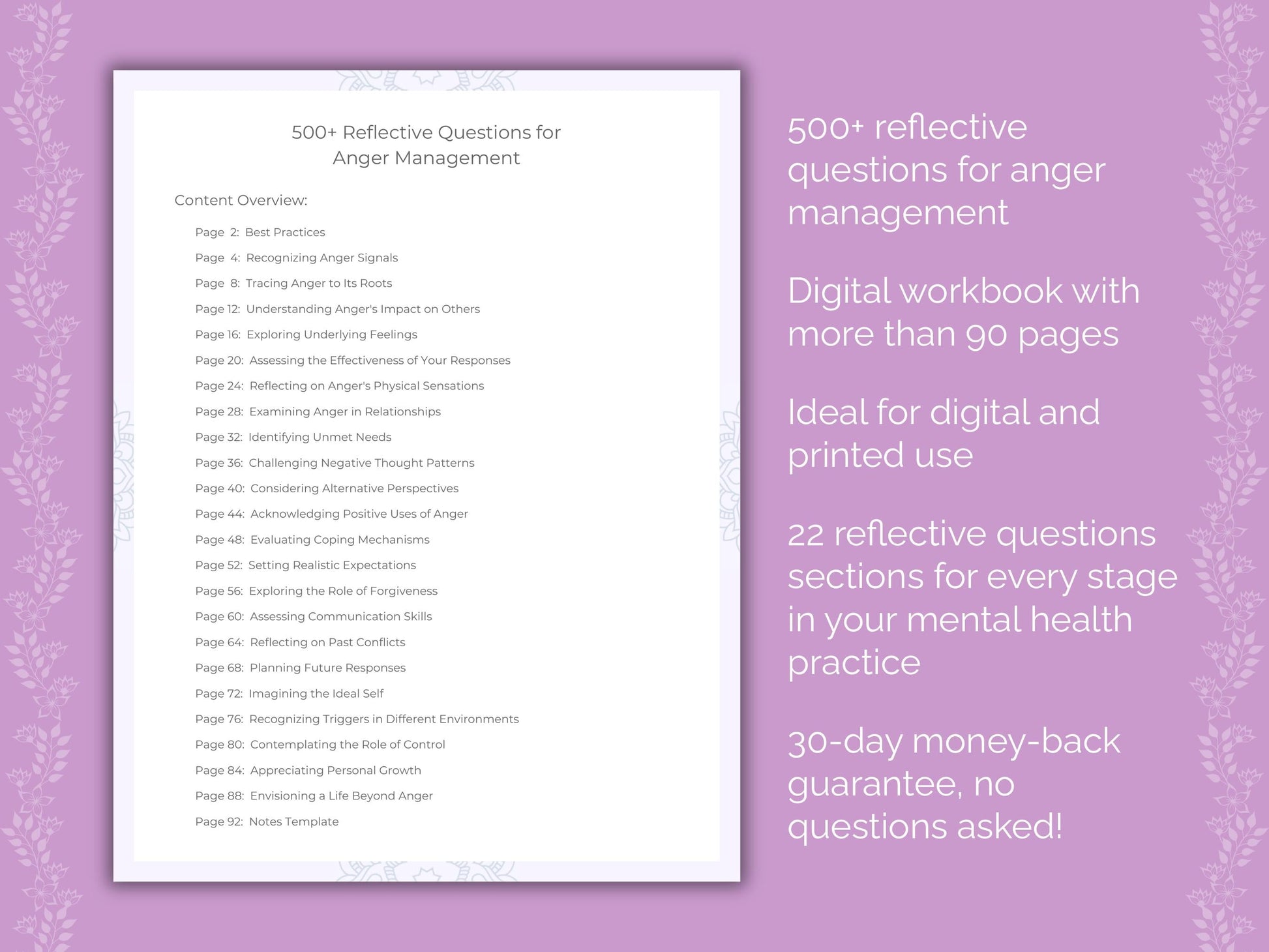 Anger Management Mental Health Therapist Worksheets