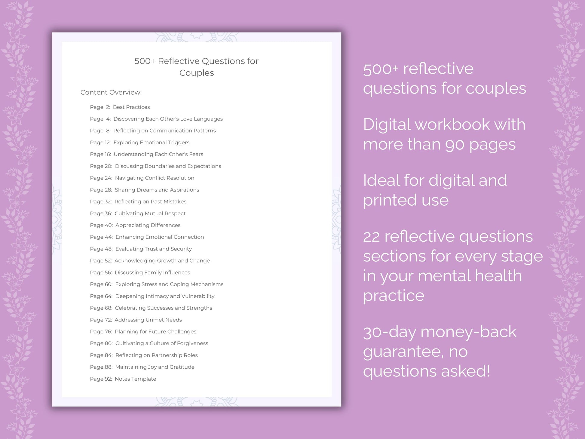 Couples Mental Health Therapist Worksheets