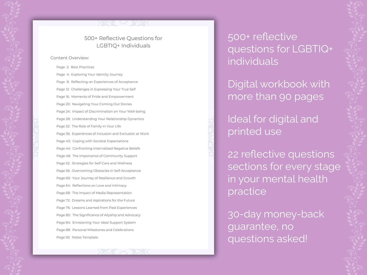 LGBTIQ+ Individuals Mental Health Therapist Worksheets