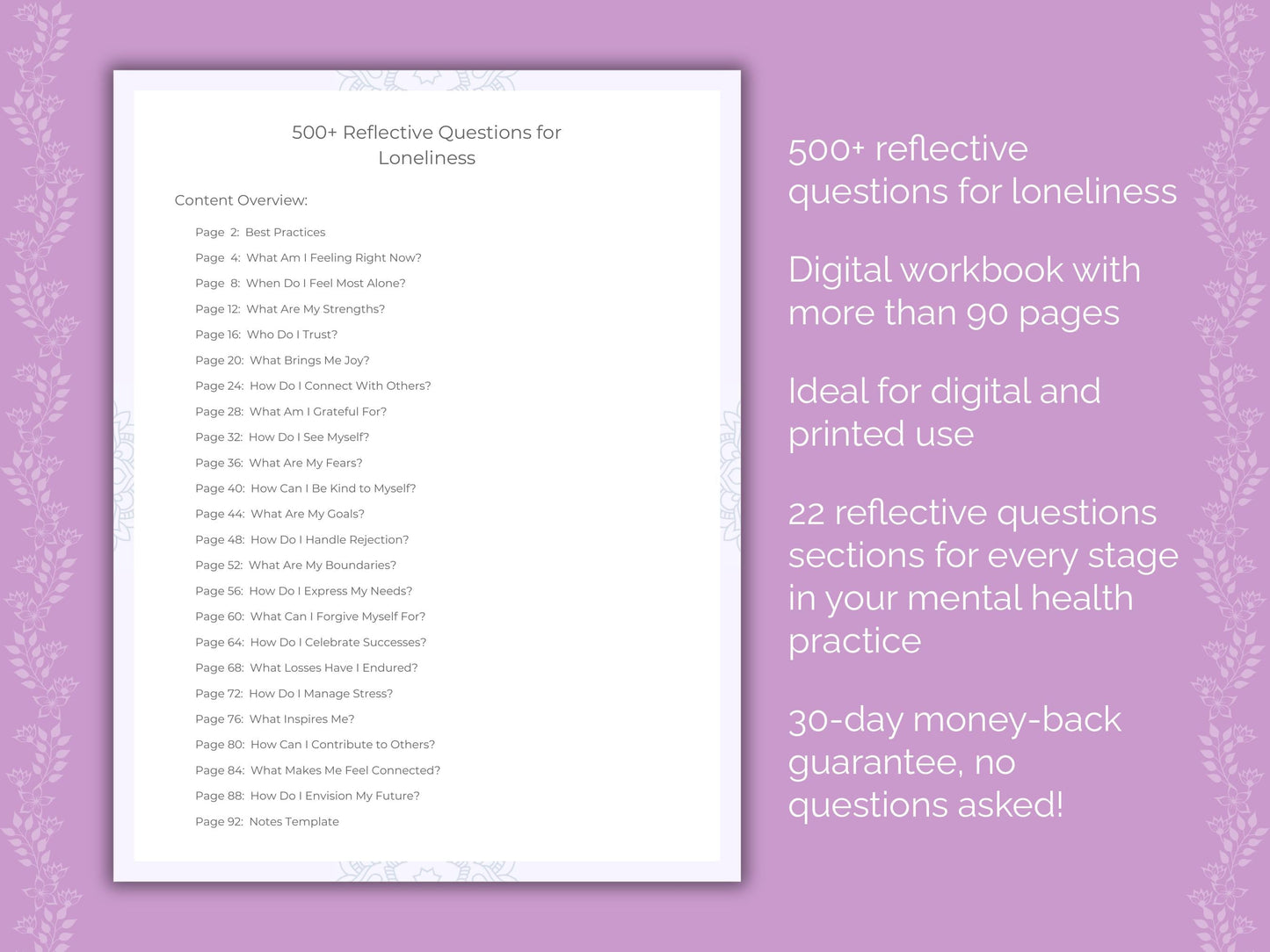 Loneliness Mental Health Therapist Worksheets