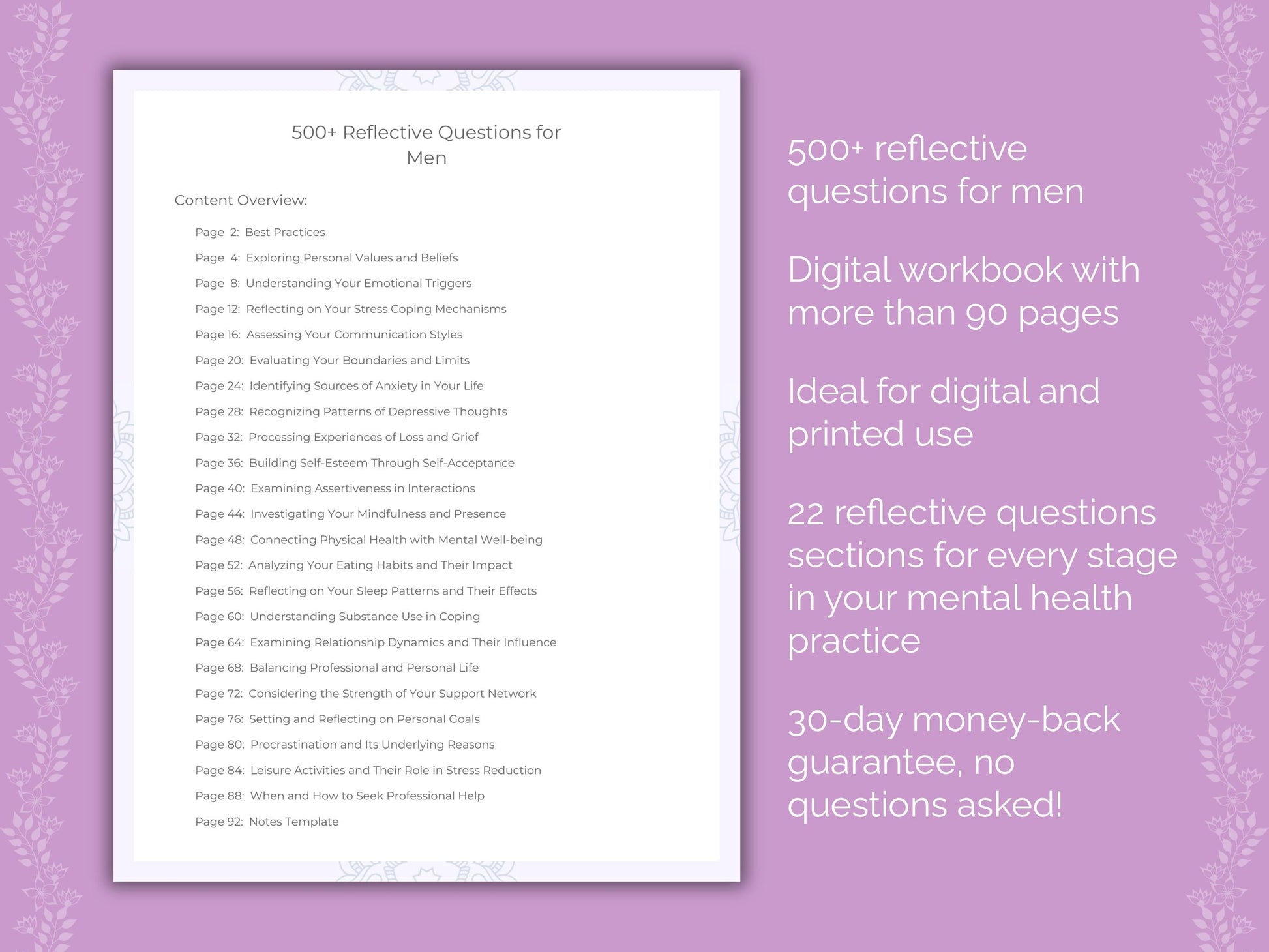 Men Mental Health Therapist Worksheets