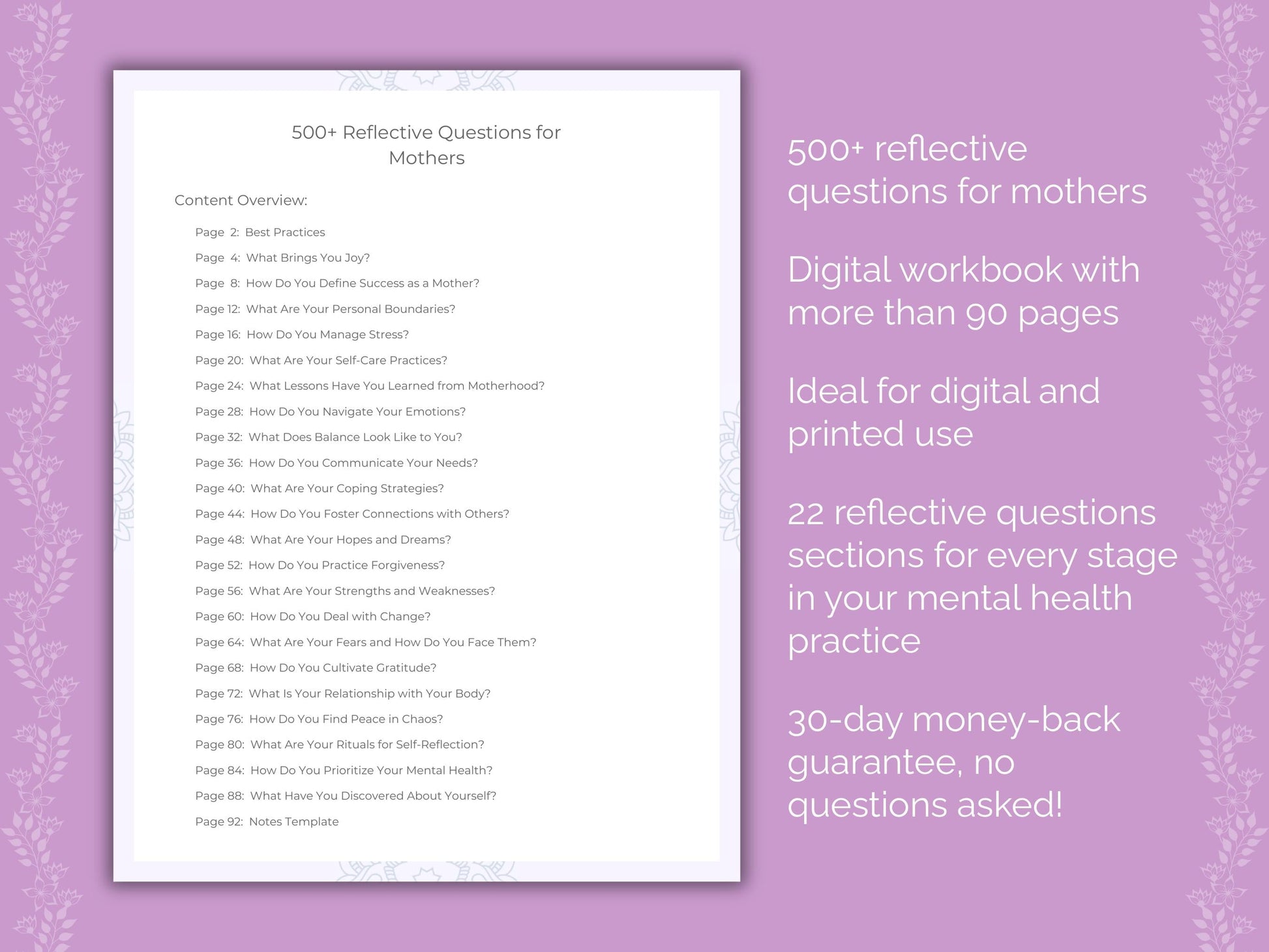 Mothers Mental Health Therapist Worksheets