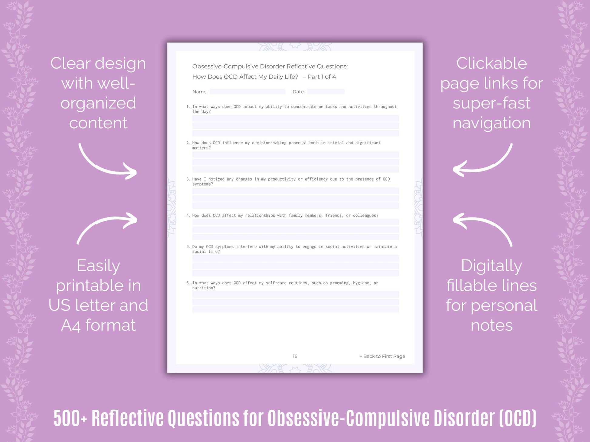 Obsessive-Compulsive Disorder (OCD) Mental Health Counseling Templates