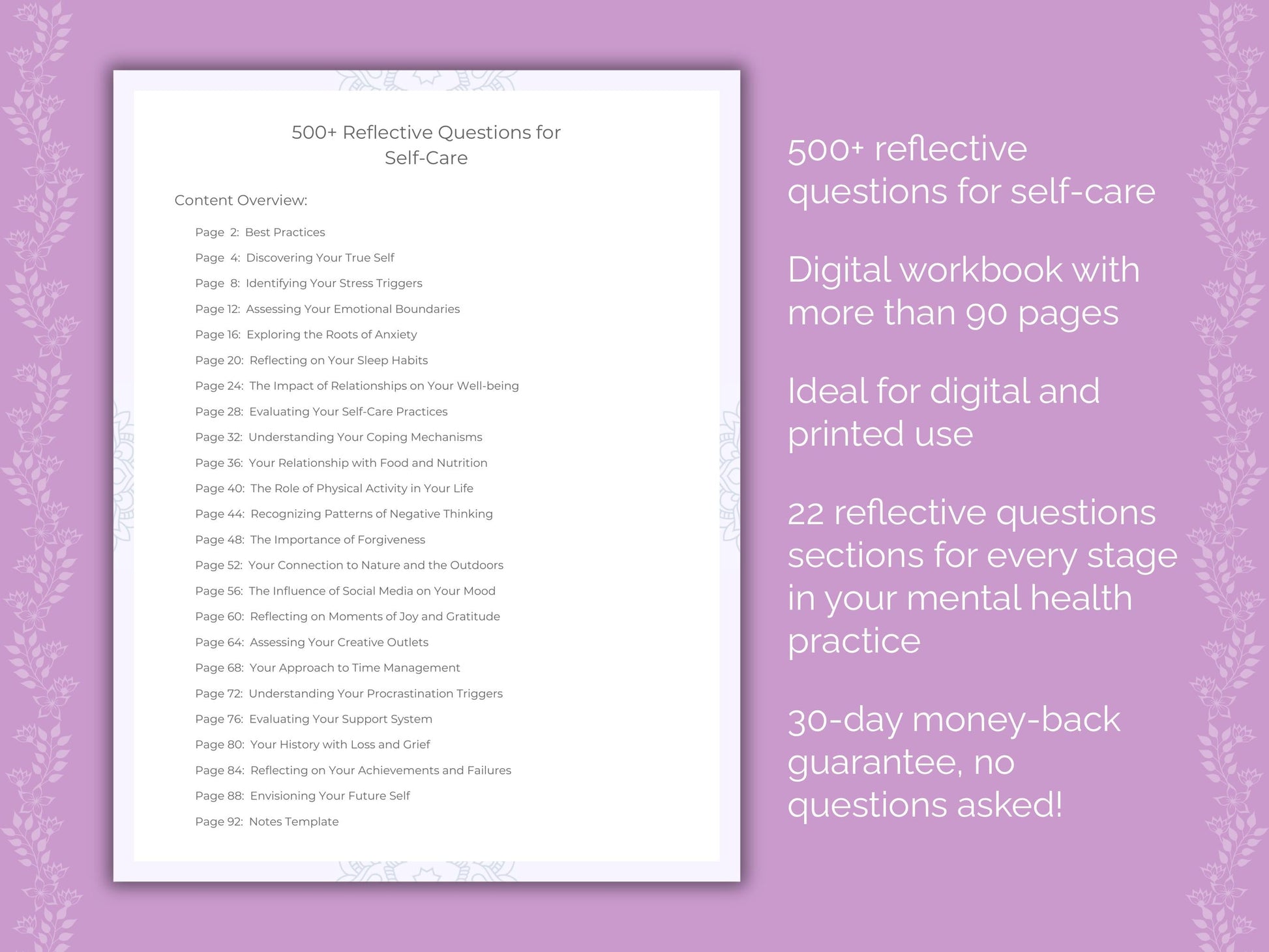 Self-Care Mental Health Therapist Worksheets