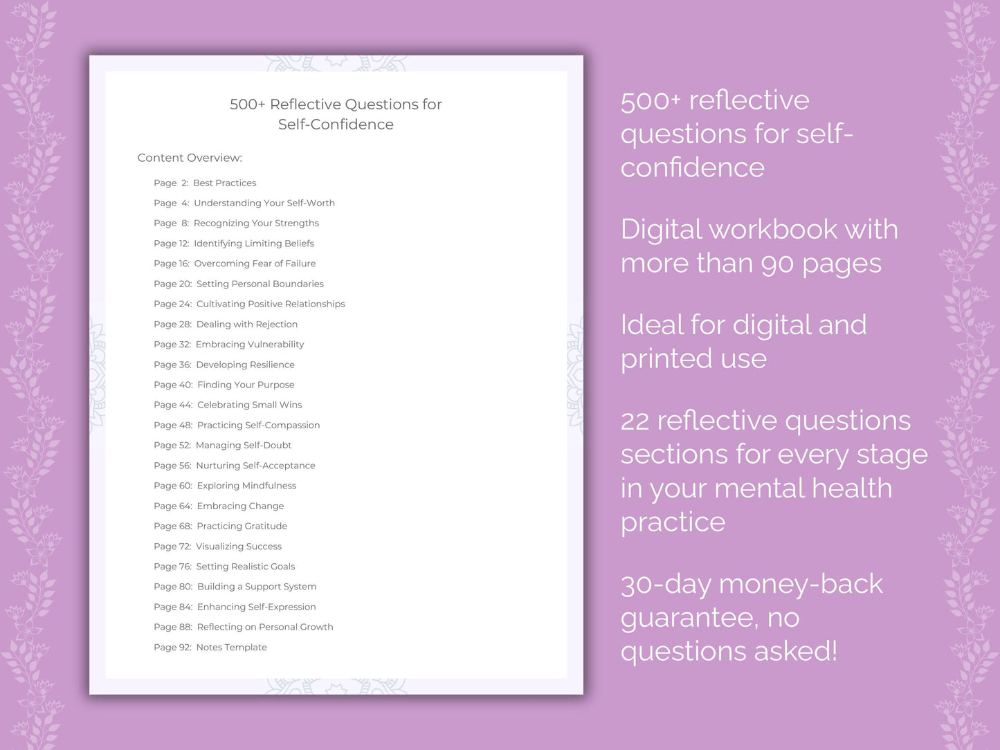 Self-Confidence Mental Health Therapist Worksheets