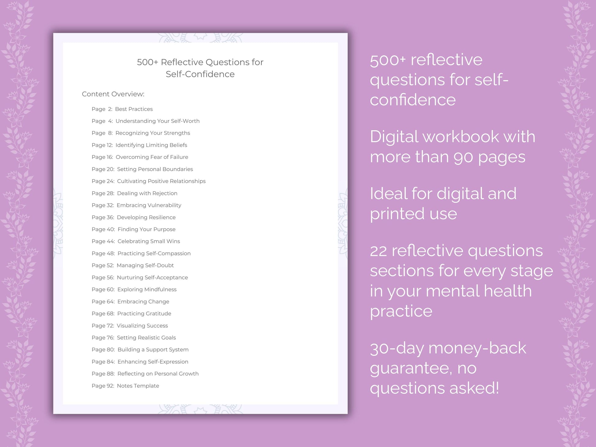 Self-Confidence Mental Health Therapist Worksheets