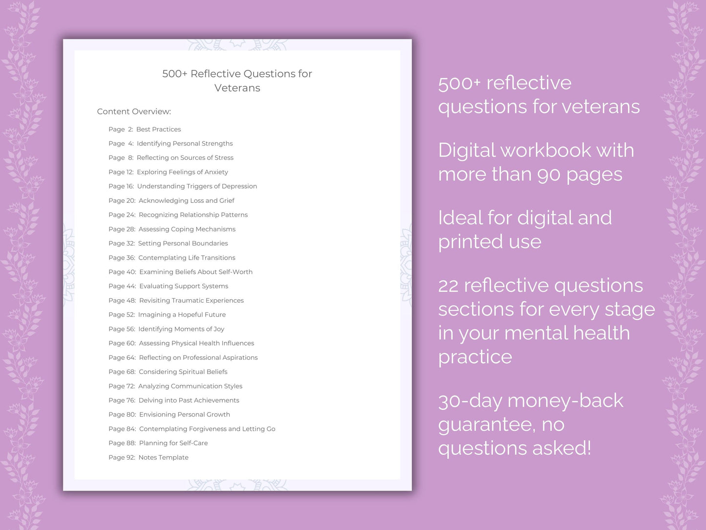 Veterans Mental Health Therapist Worksheets