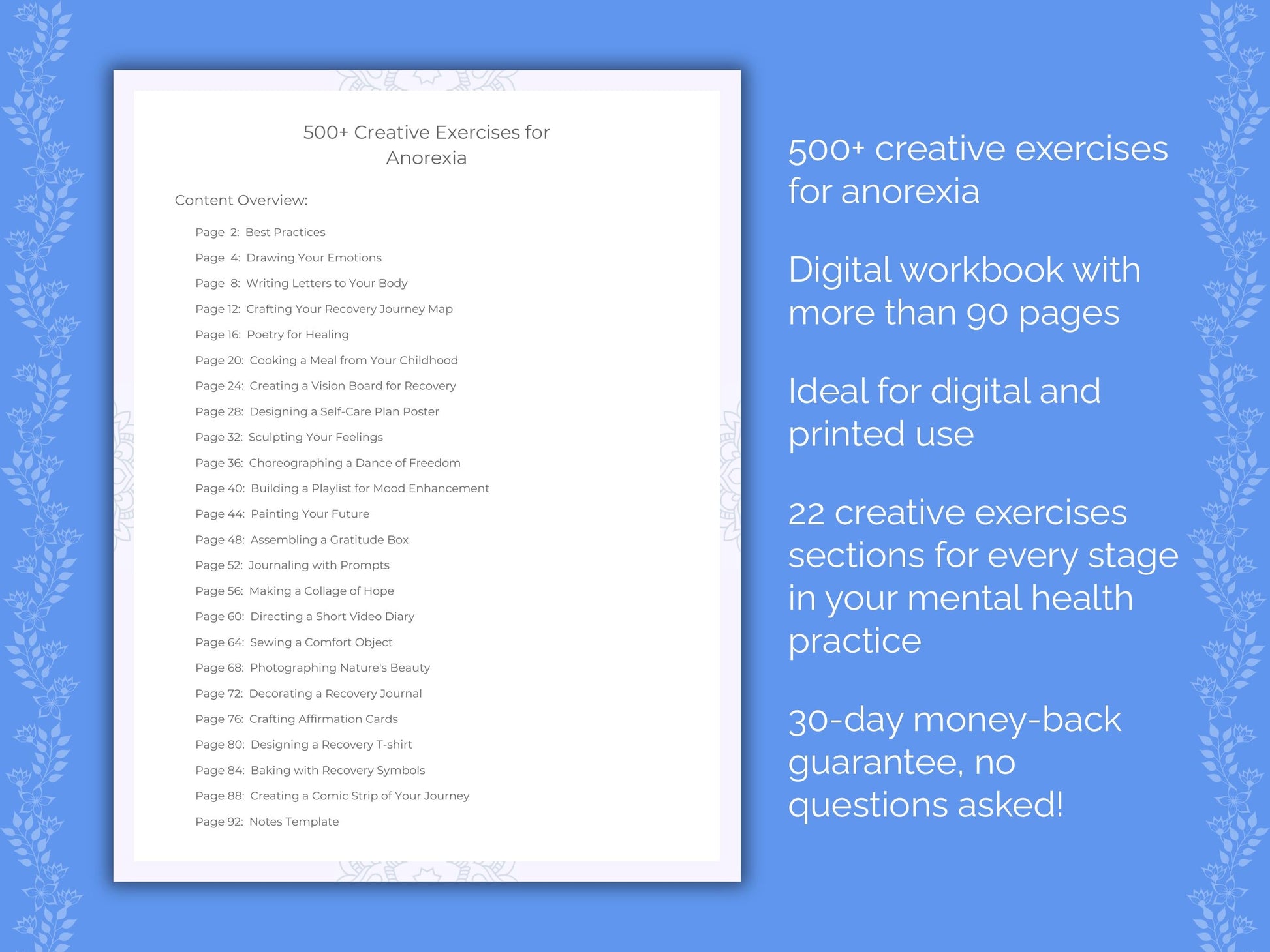 Anorexia Mental Health Therapist Worksheets