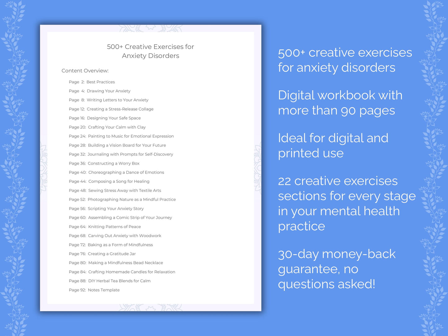 Anxiety Disorders Mental Health Therapist Worksheets