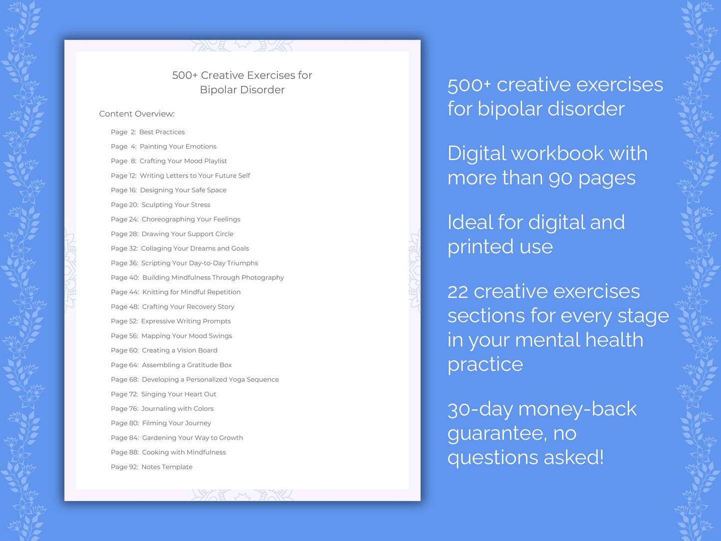 Bipolar Disorder Mental Health Therapist Worksheets