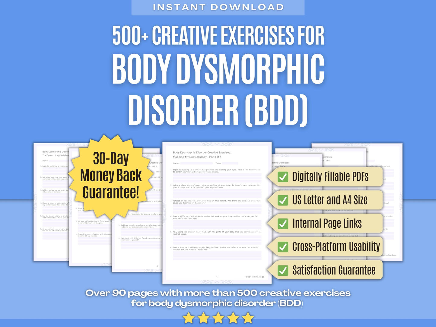 Body Dysmorphic Disorder (BDD) Mental Health Psychology Workbooks