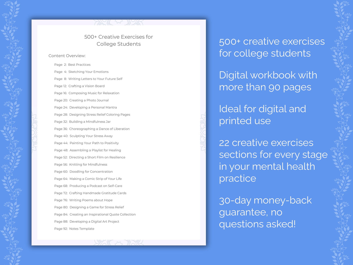 College Students Mental Health Therapist Worksheets