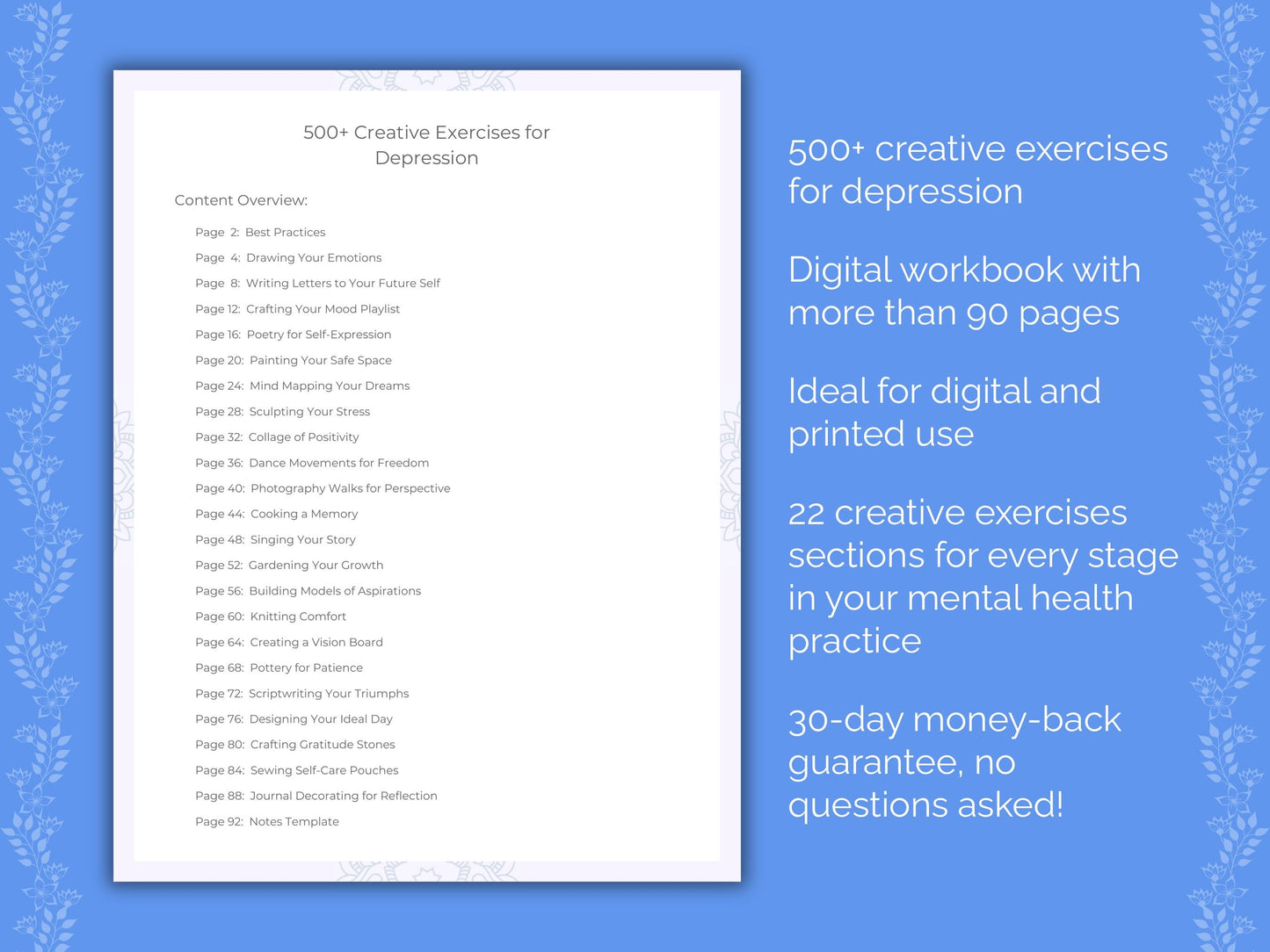 Depression Mental Health Therapist Worksheets