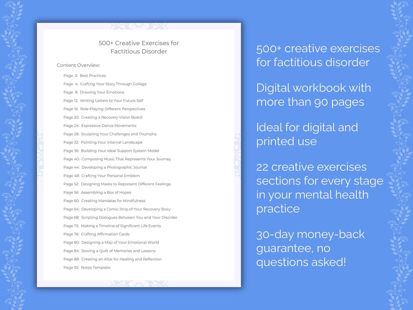 Factitious Disorder Mental Health Therapist Worksheets