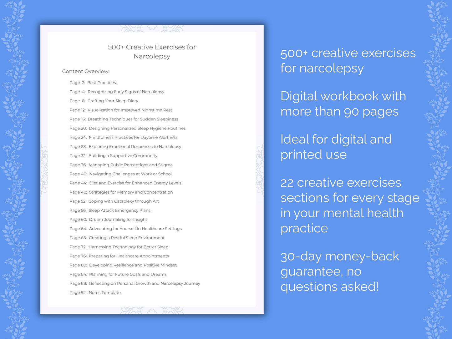 Narcolepsy Mental Health Therapist Worksheets