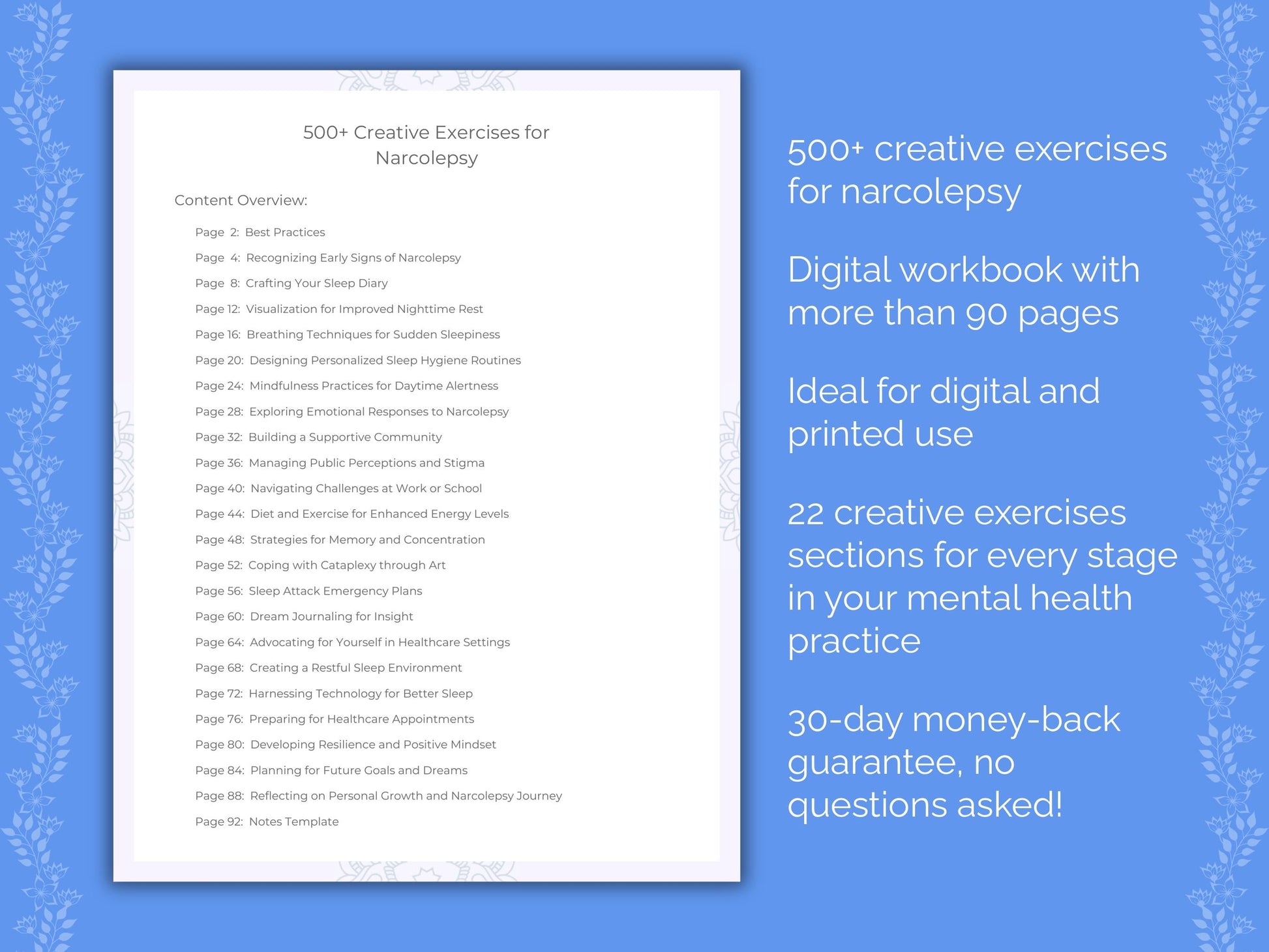 Narcolepsy Mental Health Therapist Worksheets