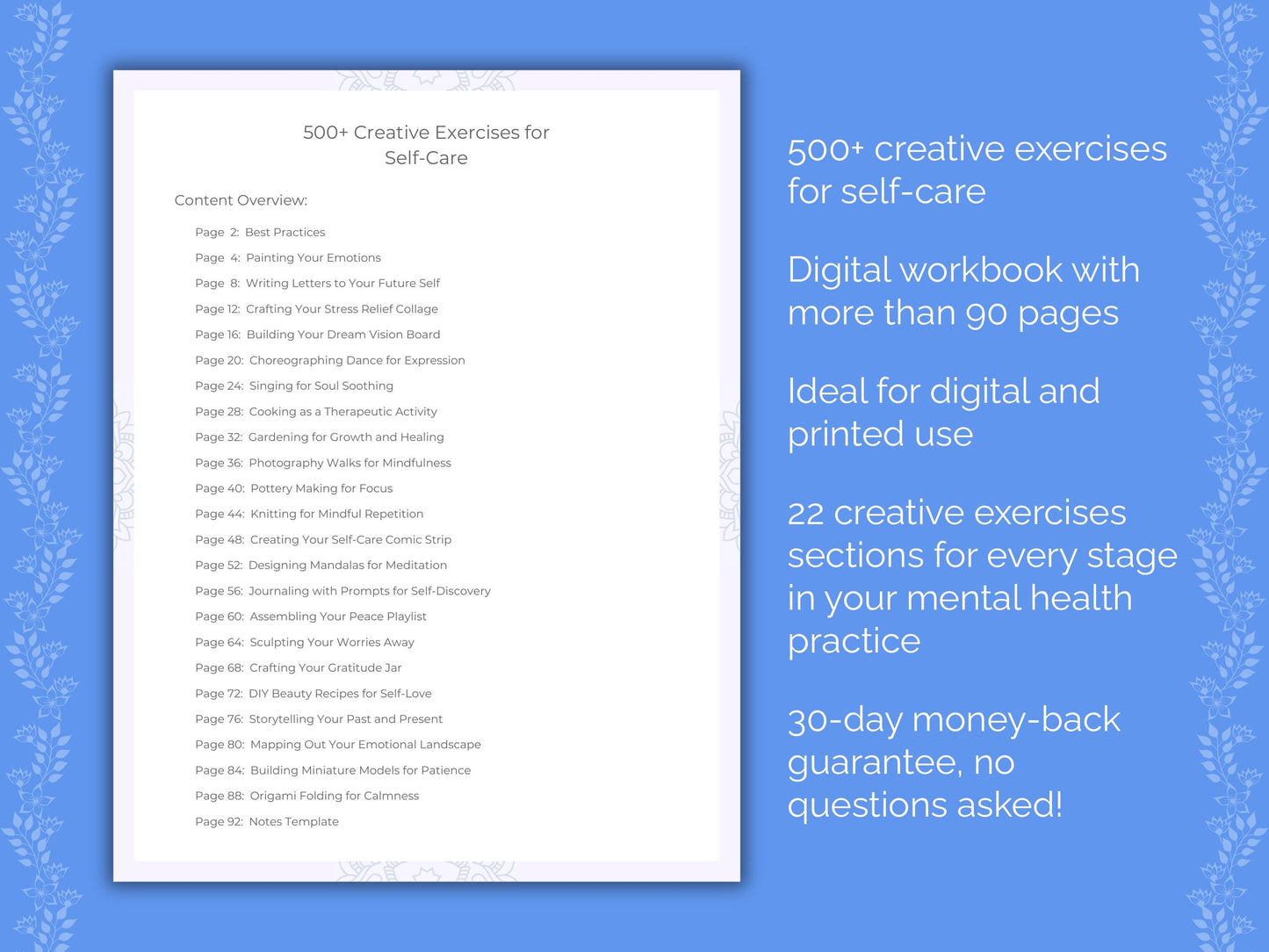 Self-Care Mental Health Therapist Worksheets