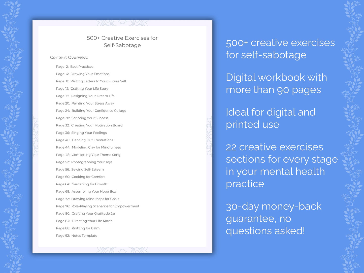 Self-Sabotage Mental Health Therapist Worksheets