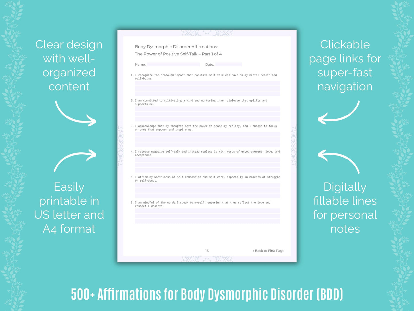 Body Dysmorphic Disorder (BDD) Mental Health Counseling Templates