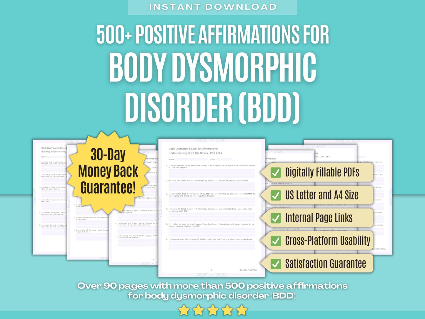 Body Dysmorphic Disorder (BDD) Mental Health Psychology Workbooks